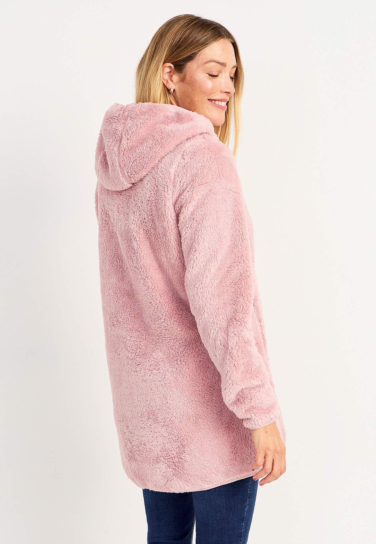 Knusse fleece-jas met capuchon