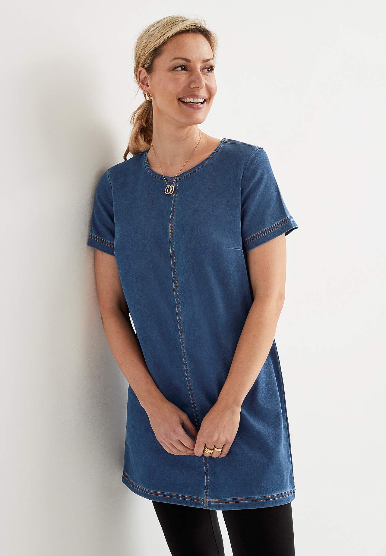 Denim tuniek met korte mouwen Olina