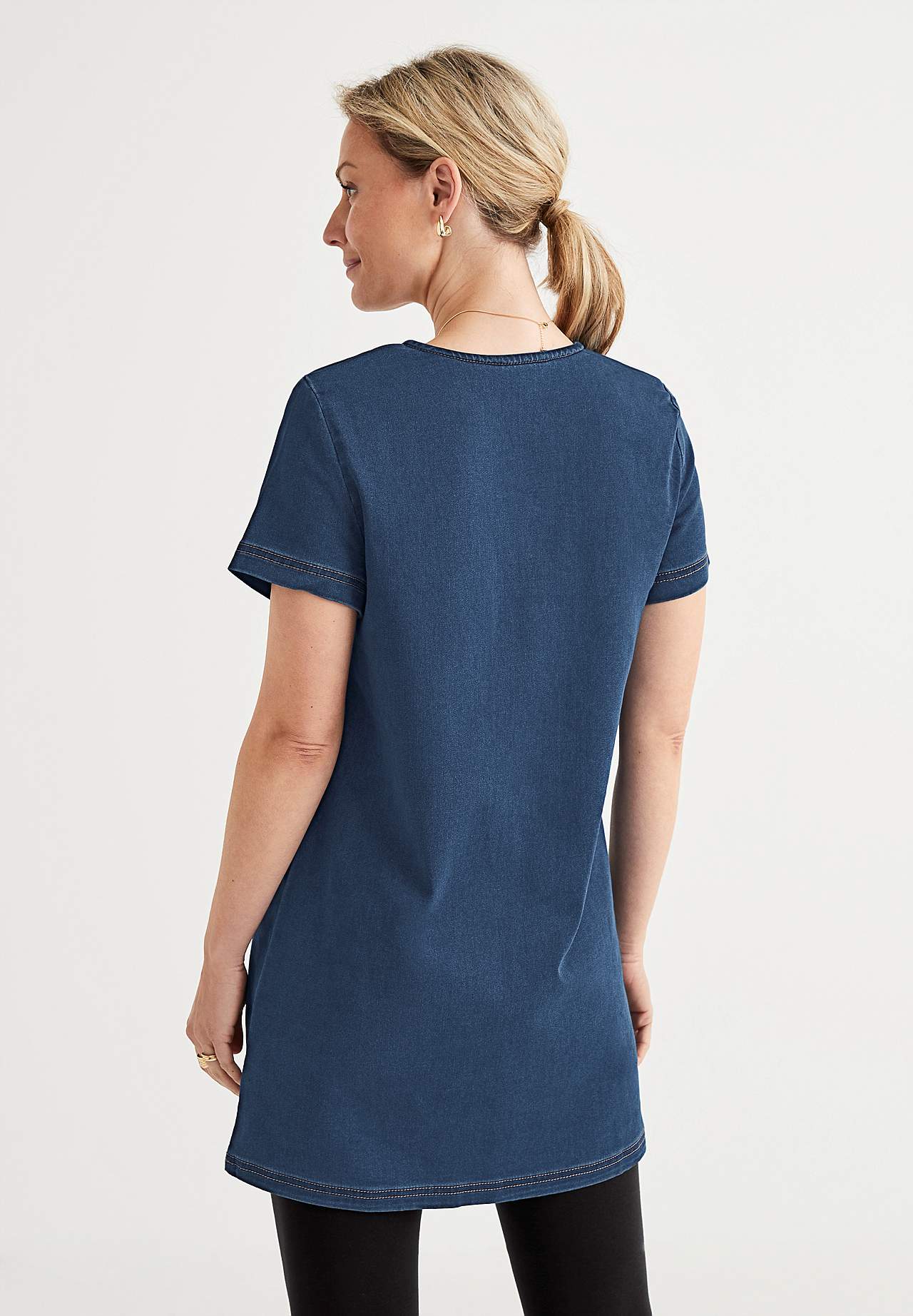 Denim tuniek met korte mouwen Olina