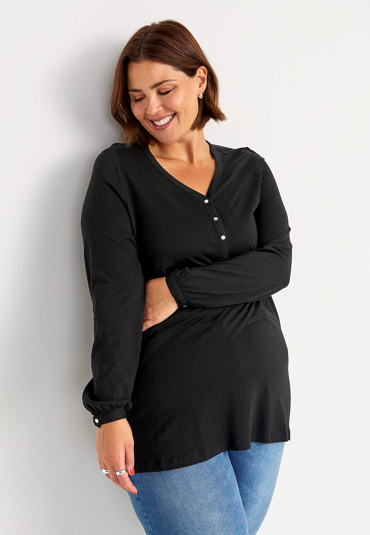 Jersey tuniek met v-necksnit
