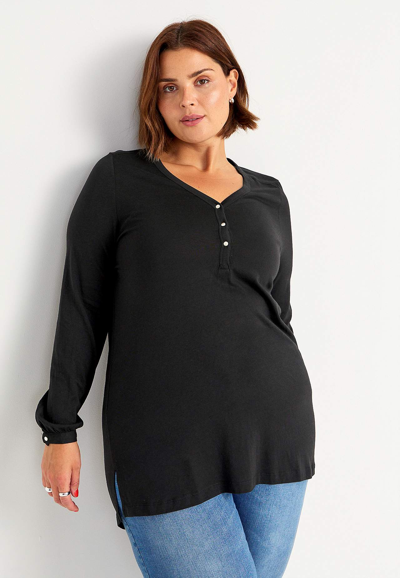 Jersey tuniek met v-necksnit