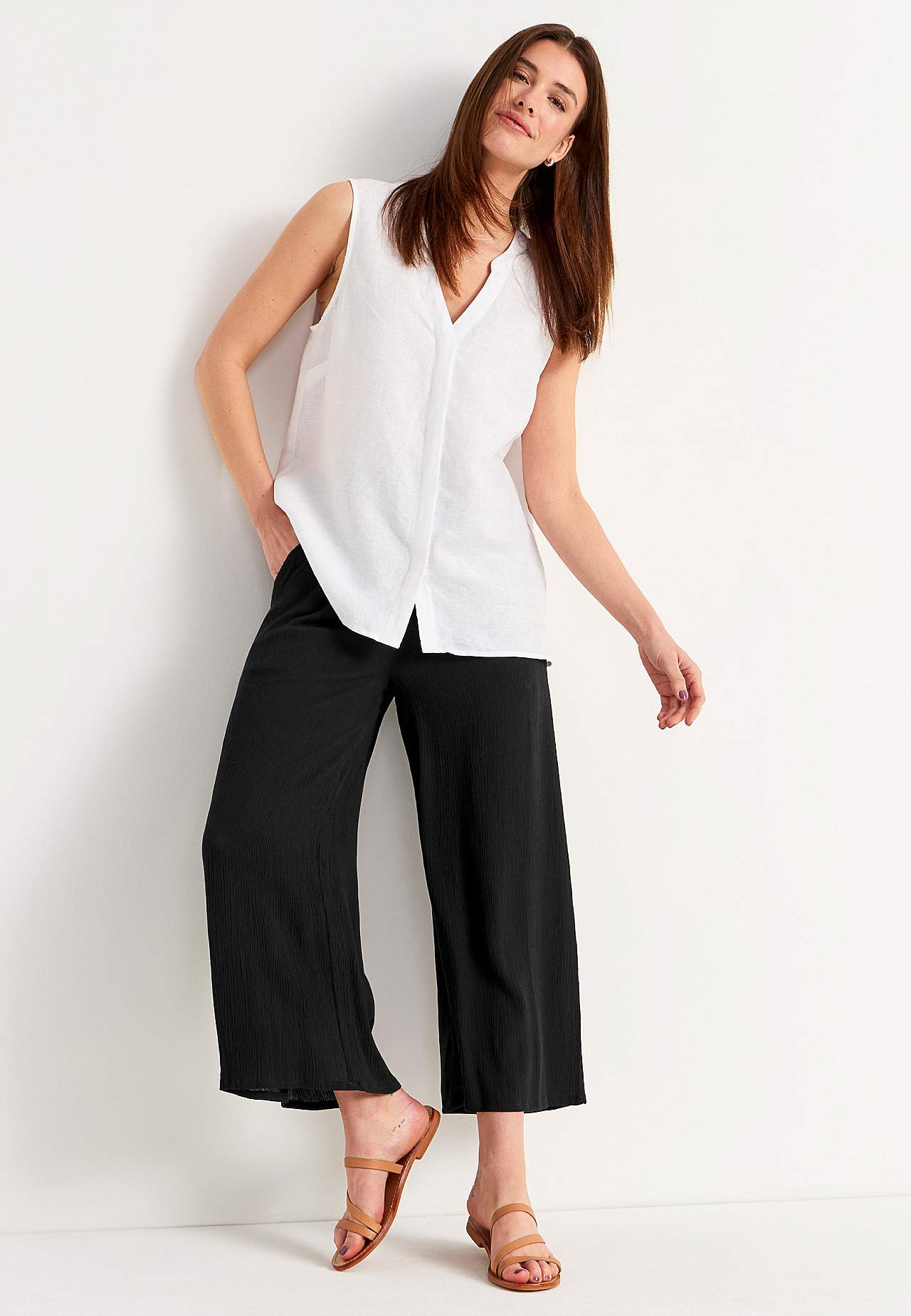 Linnen Premium blouse met ontwerp zonder mouwen