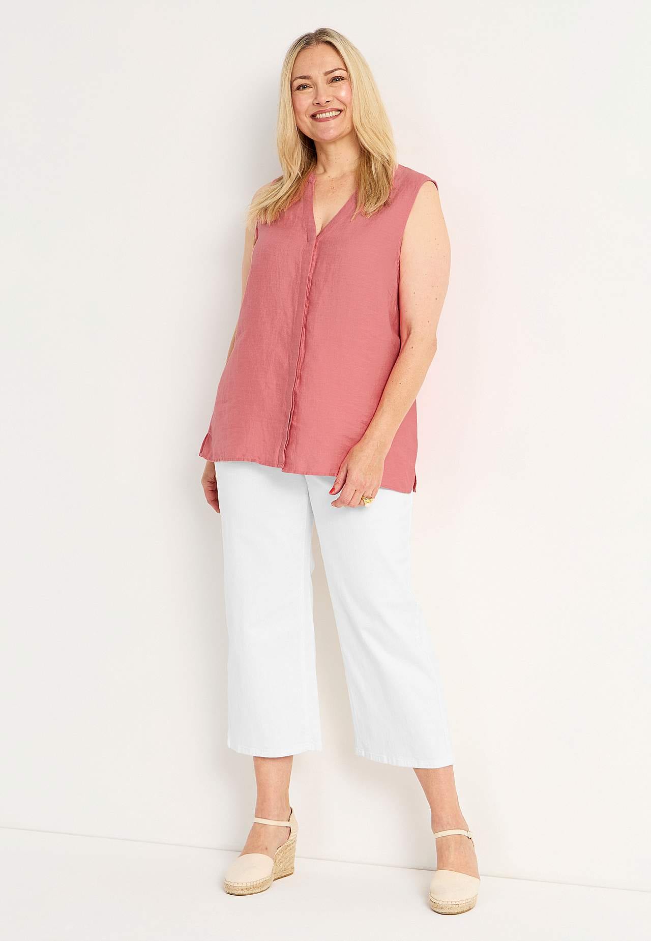 Linnen Premium blouse met ontwerp zonder mouwen