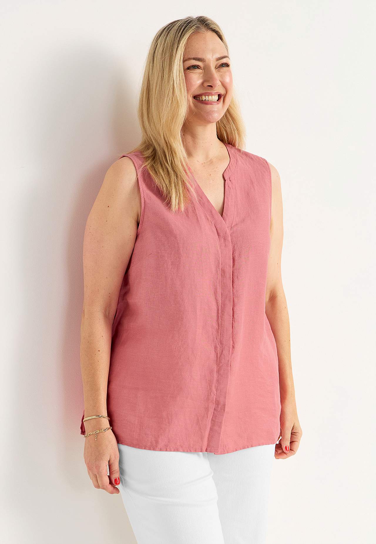 Linnen Premium blouse met ontwerp zonder mouwen