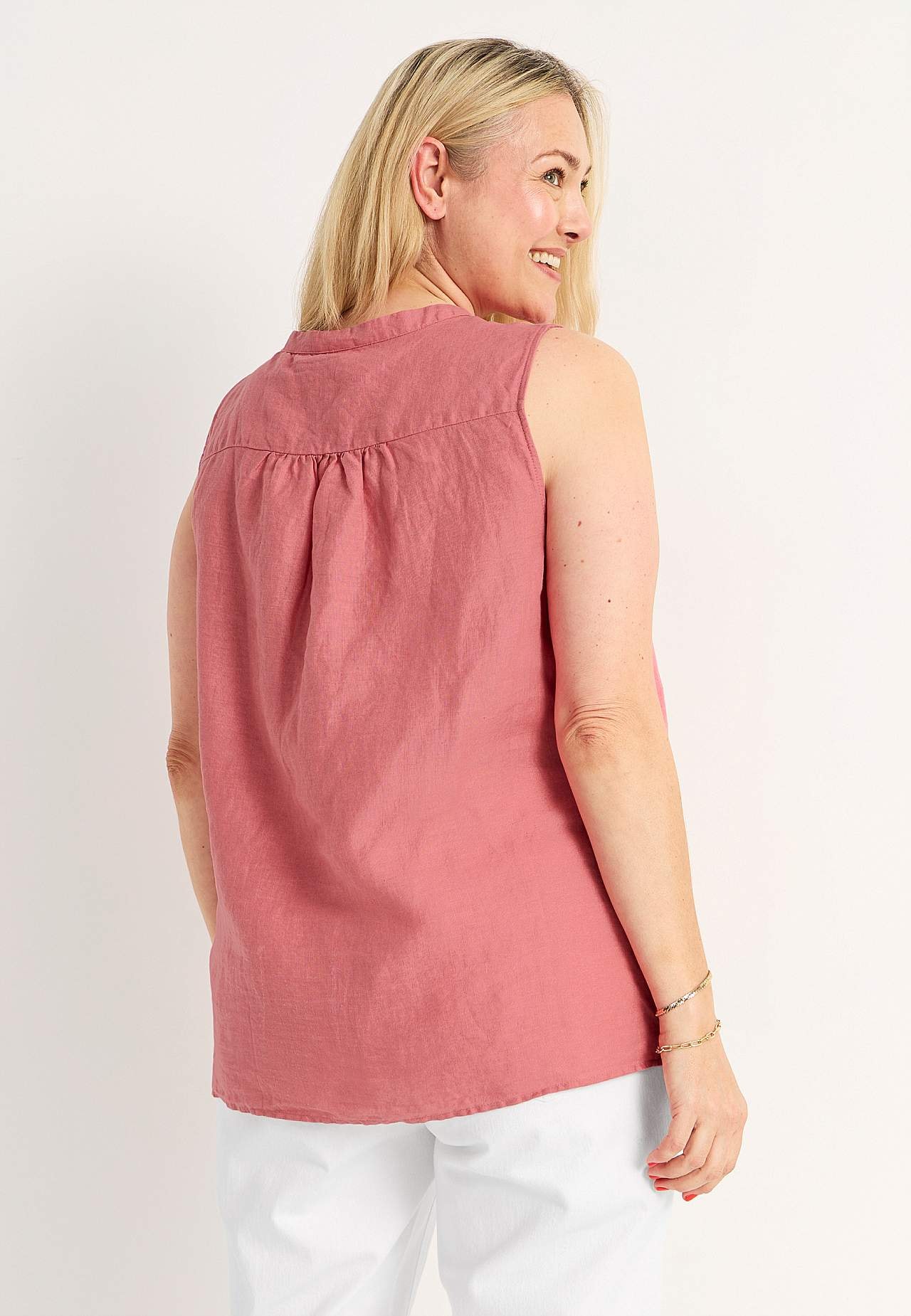 Linnen Premium blouse met ontwerp zonder mouwen