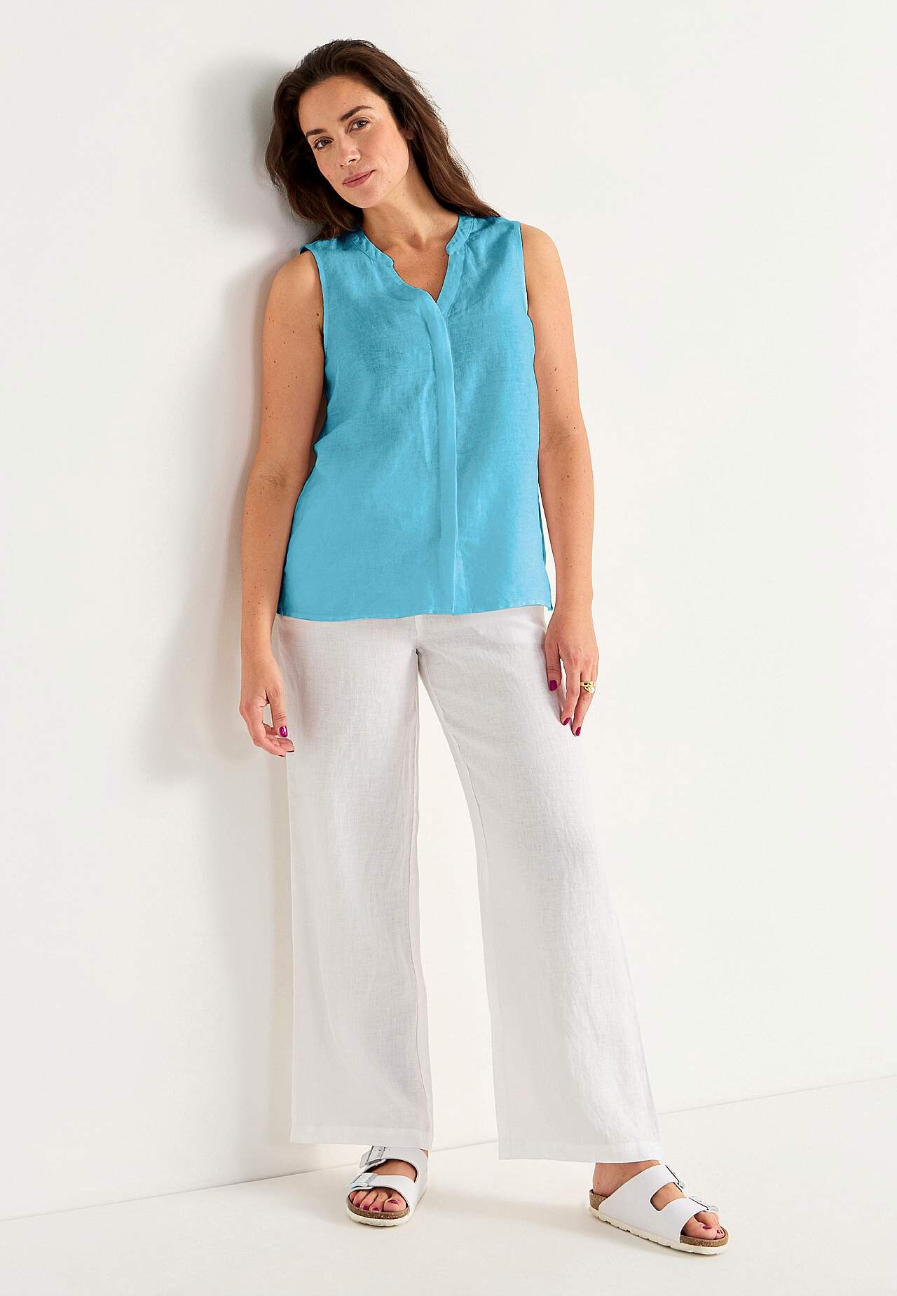 Linnen Premium blouse met ontwerp zonder mouwen