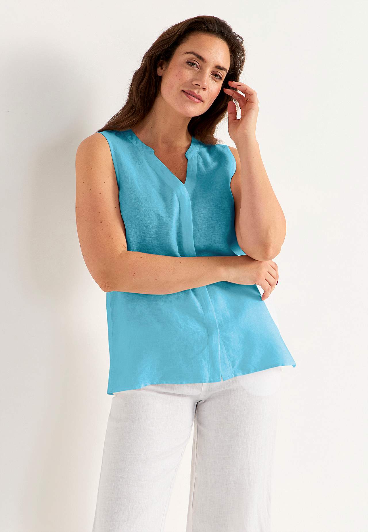Linnen Premium blouse met ontwerp zonder mouwen