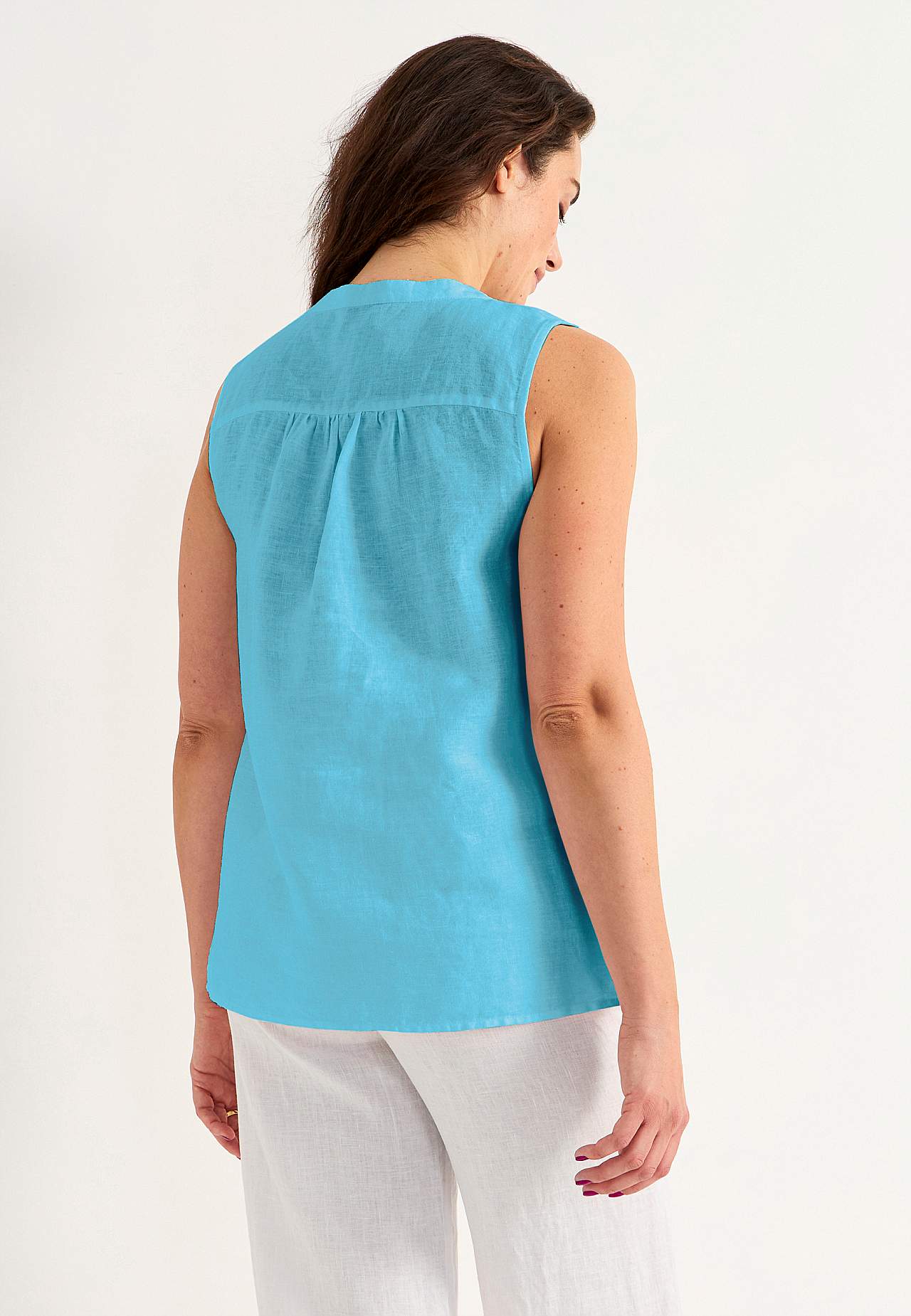Linnen Premium blouse met ontwerp zonder mouwen