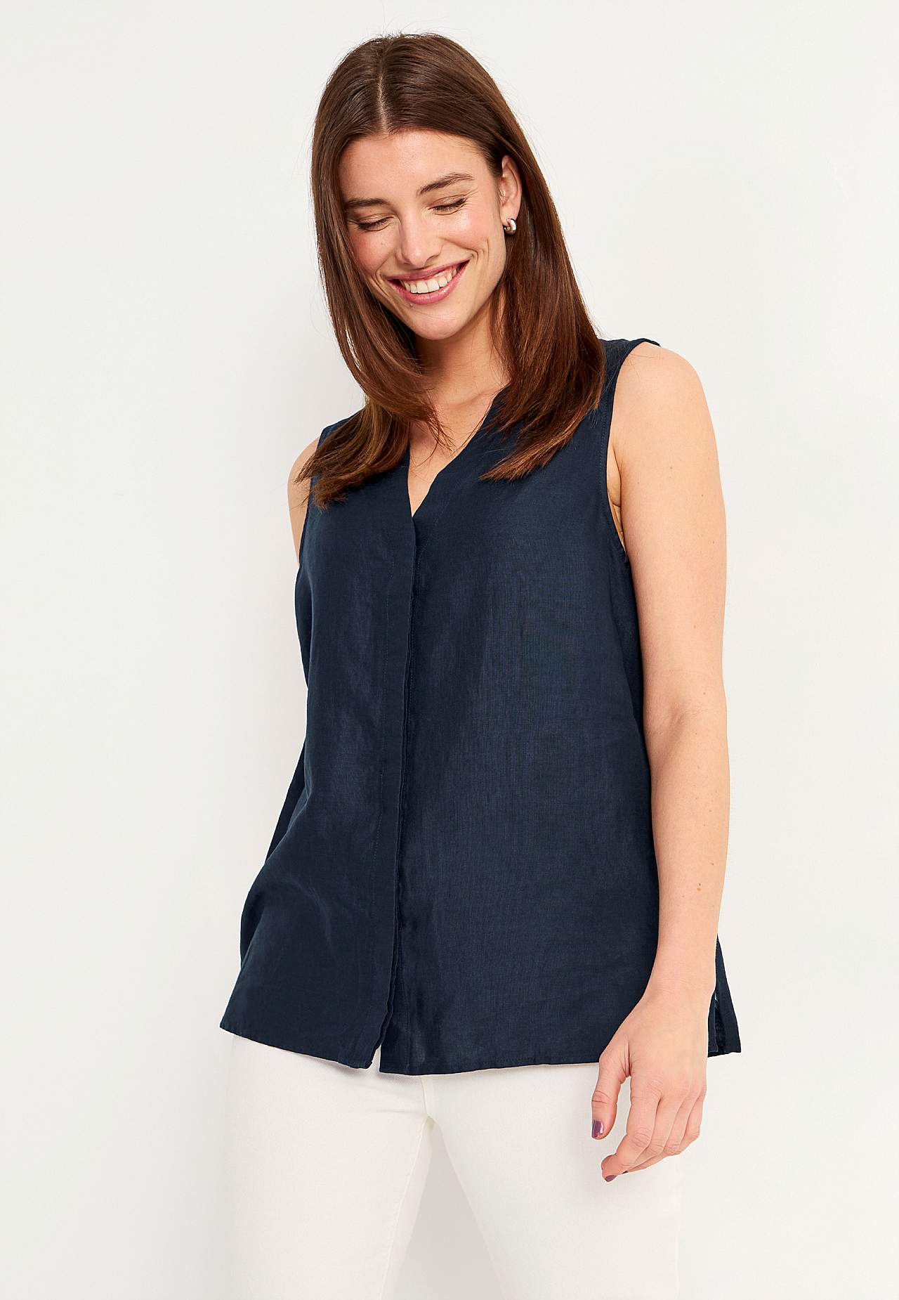Linnen Premium blouse met ontwerp zonder mouwen