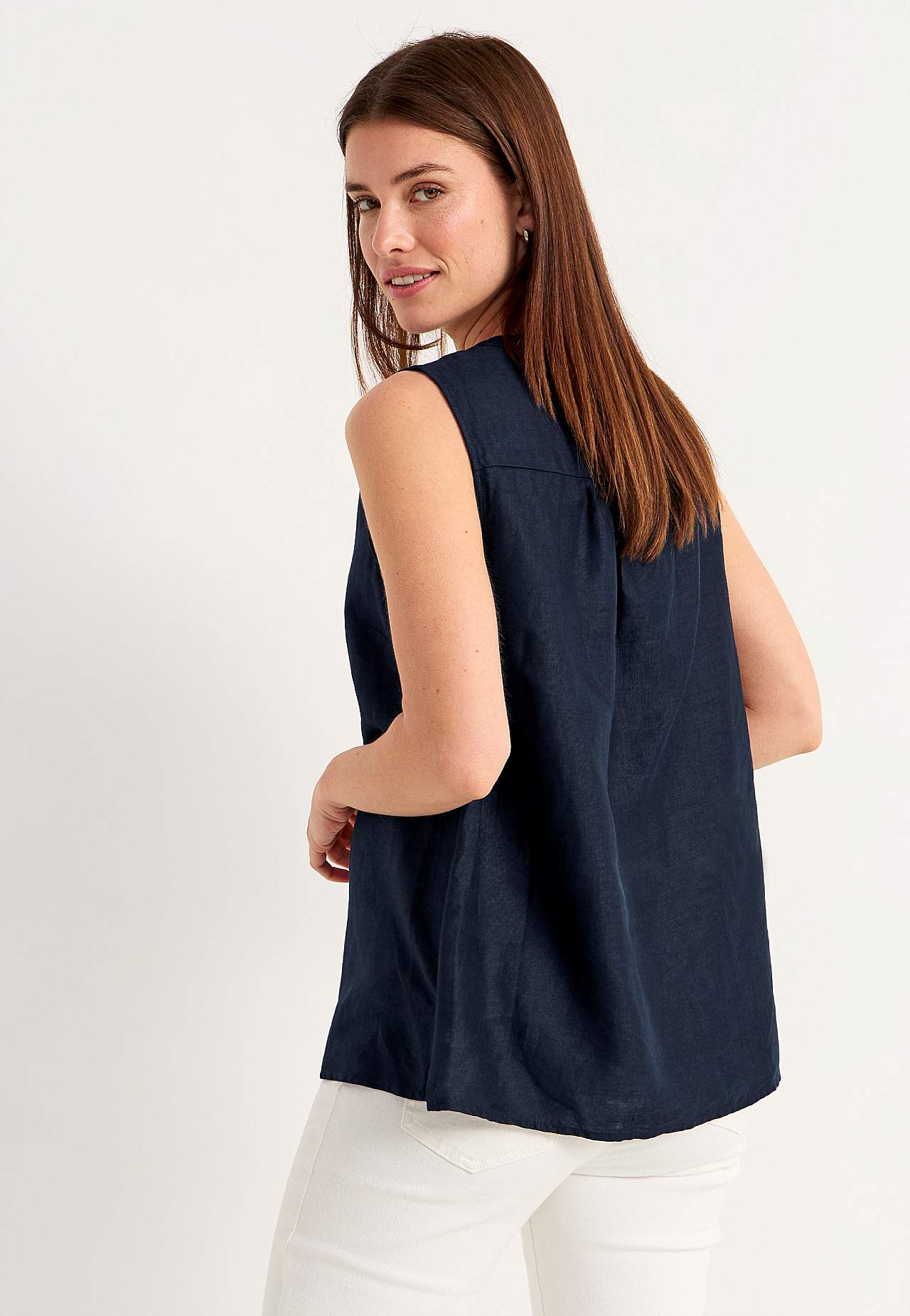 Linnen Premium blouse met ontwerp zonder mouwen