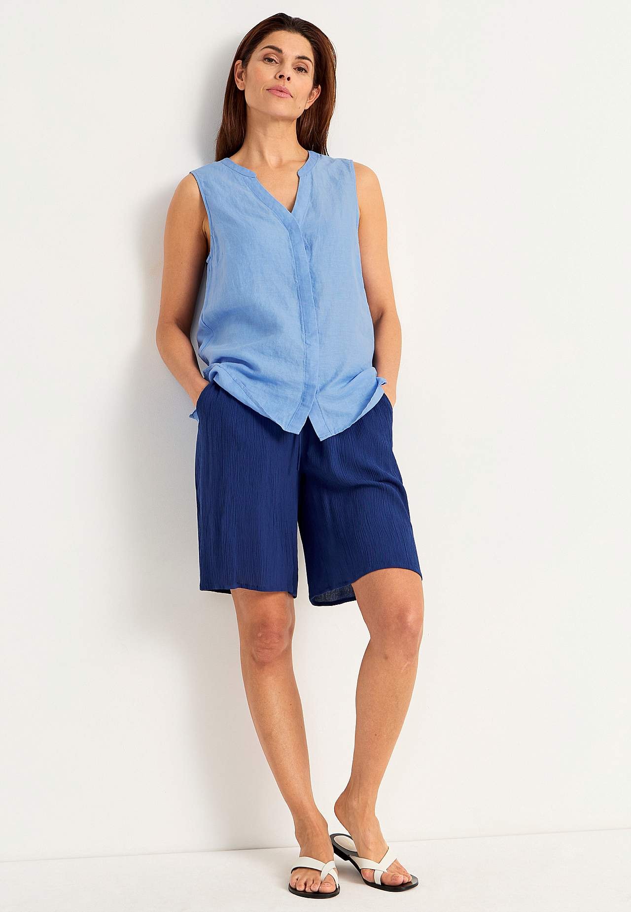 Linnen Premium blouse met ontwerp zonder mouwen