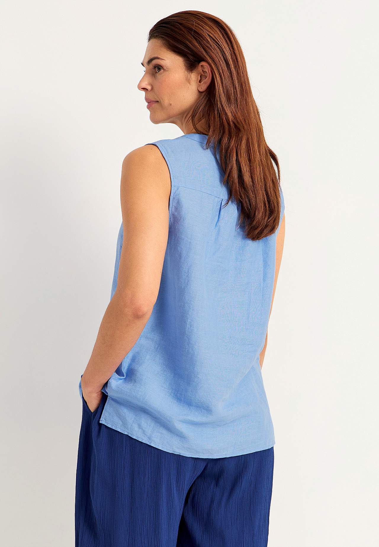 Linnen Premium blouse met ontwerp zonder mouwen