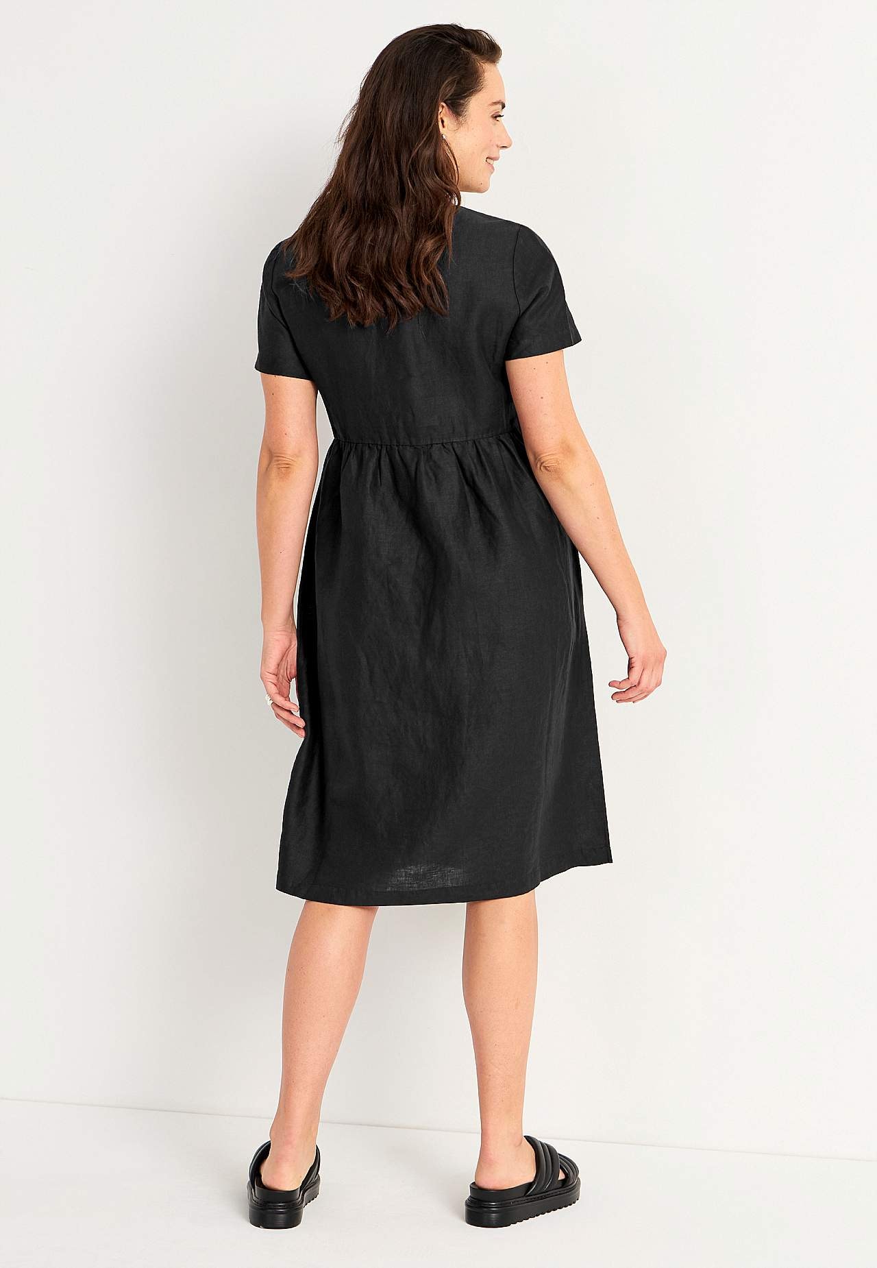 Linnen Premium jurk met korte mouw