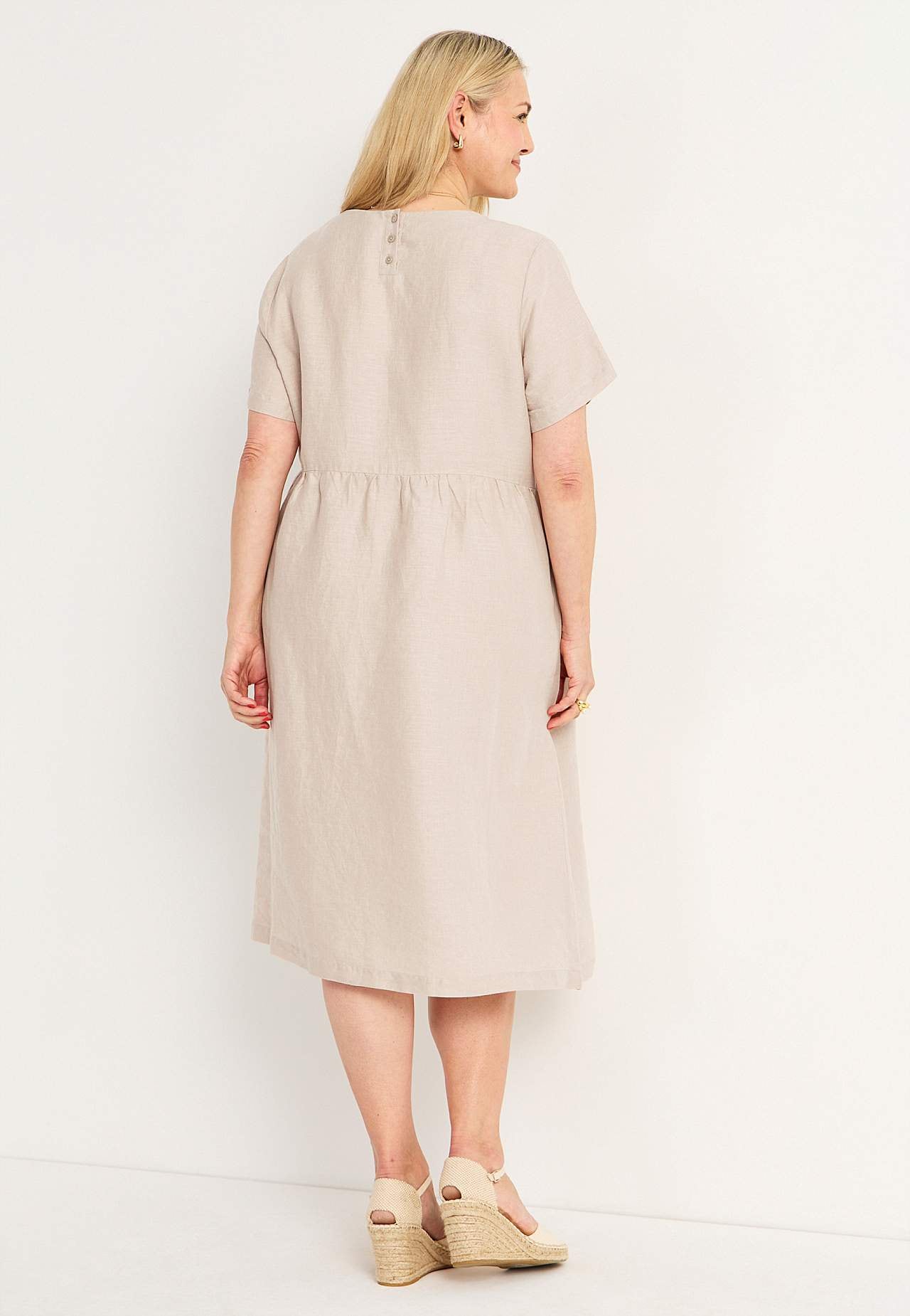 Linnen Premium jurk met korte mouw