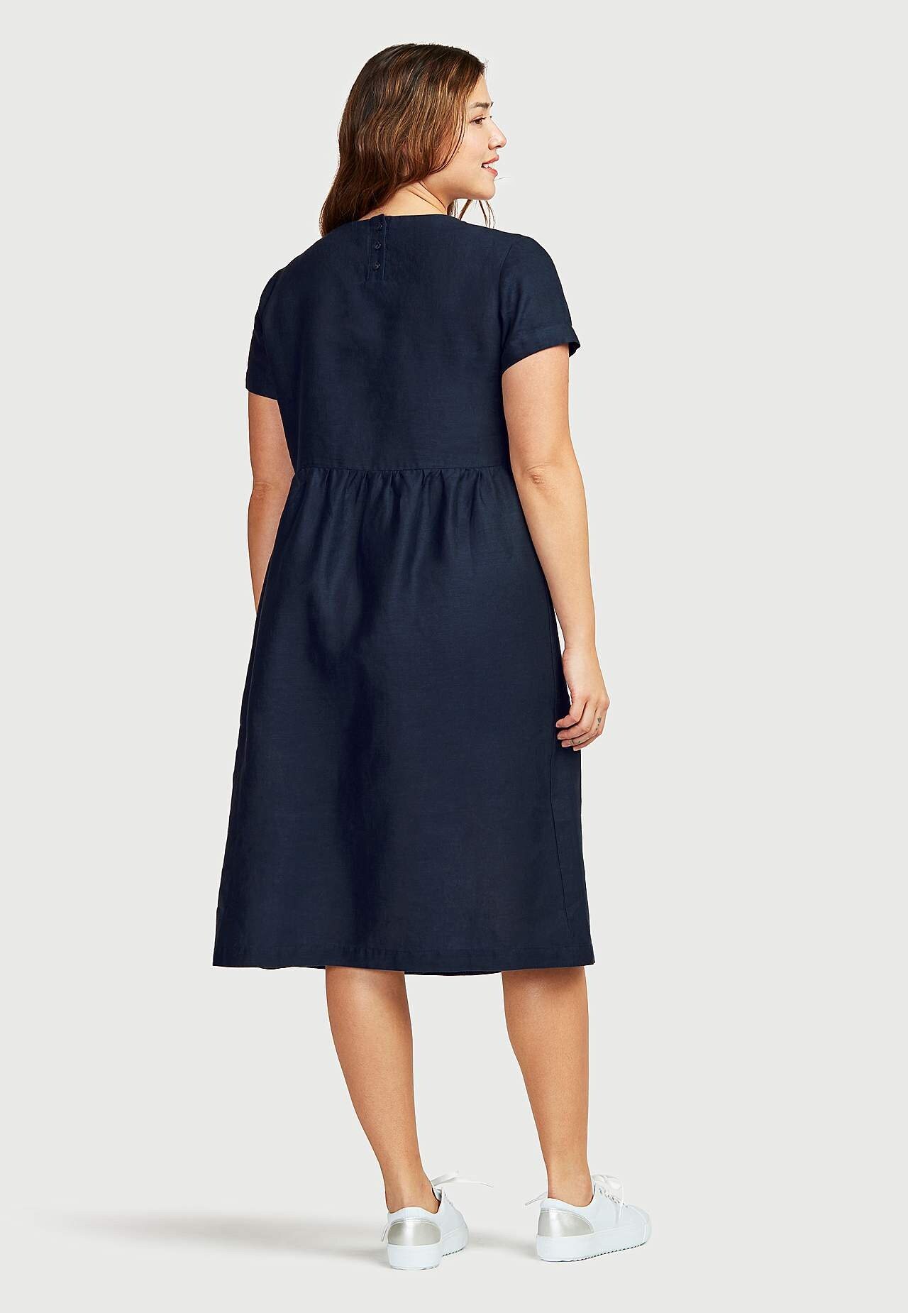 Linnen Premium jurk met korte mouw