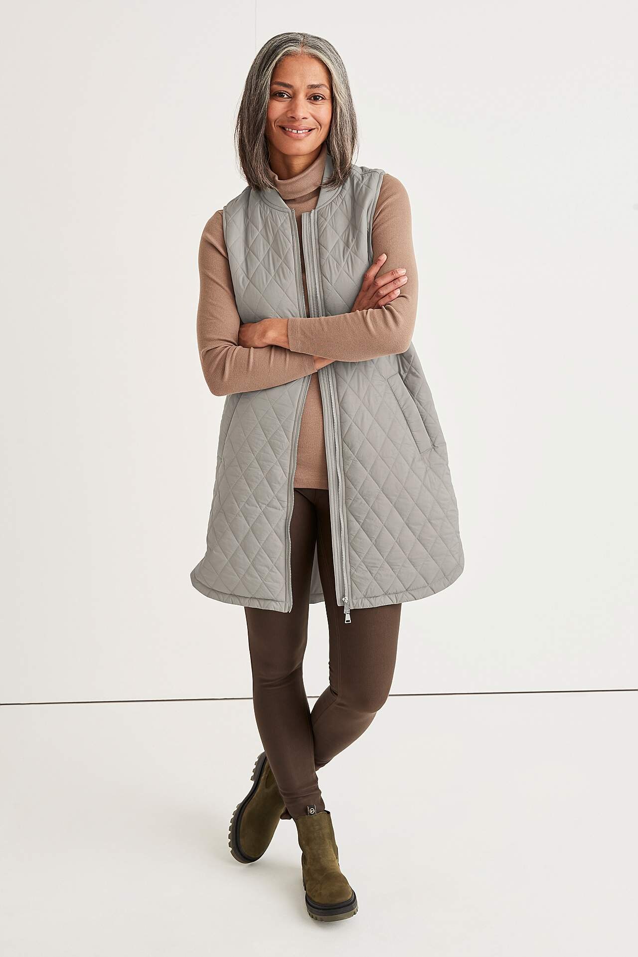 Gewatteerd en lang vest