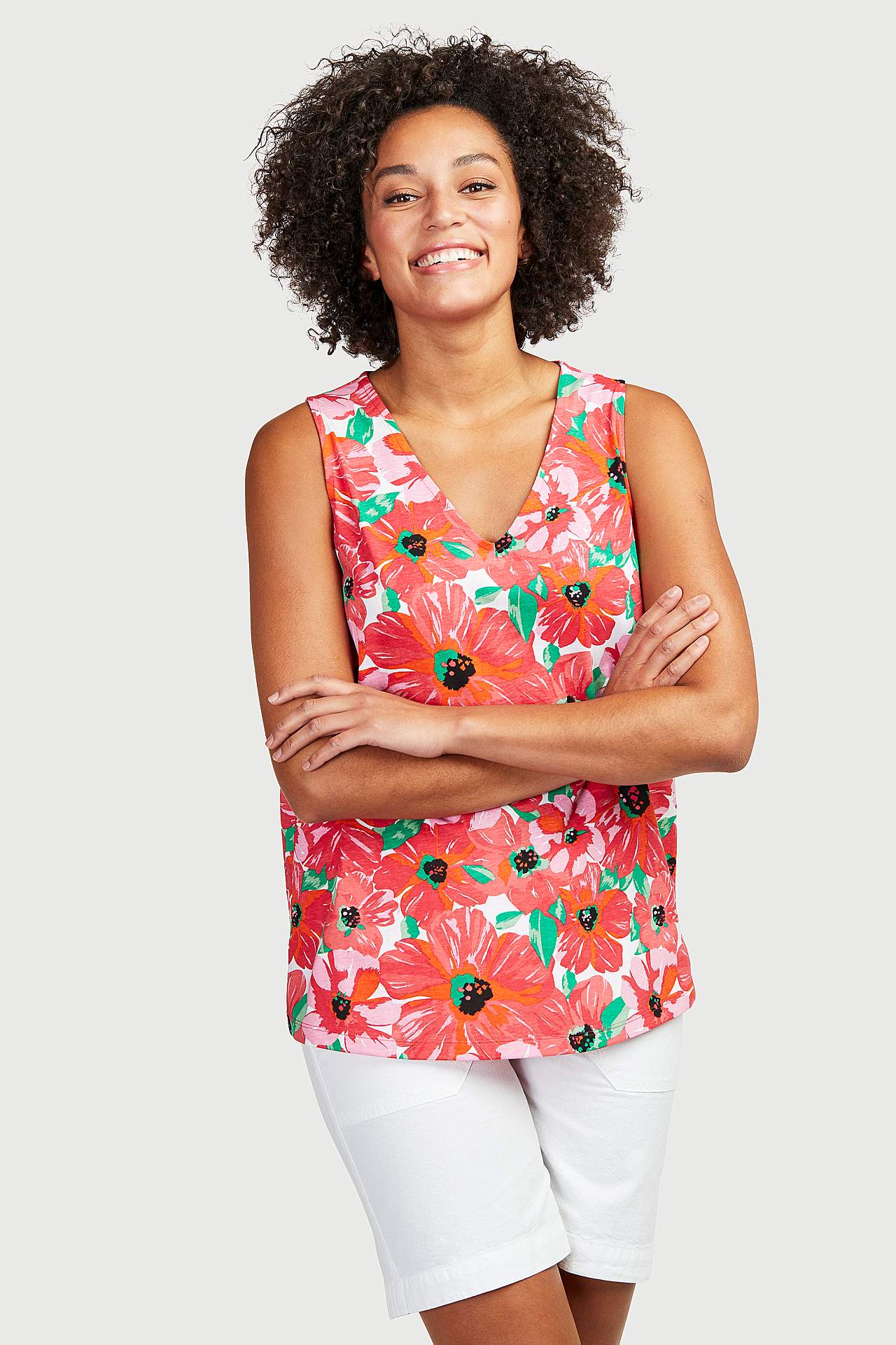 Patroonvormig en mouwloos jersey-topje