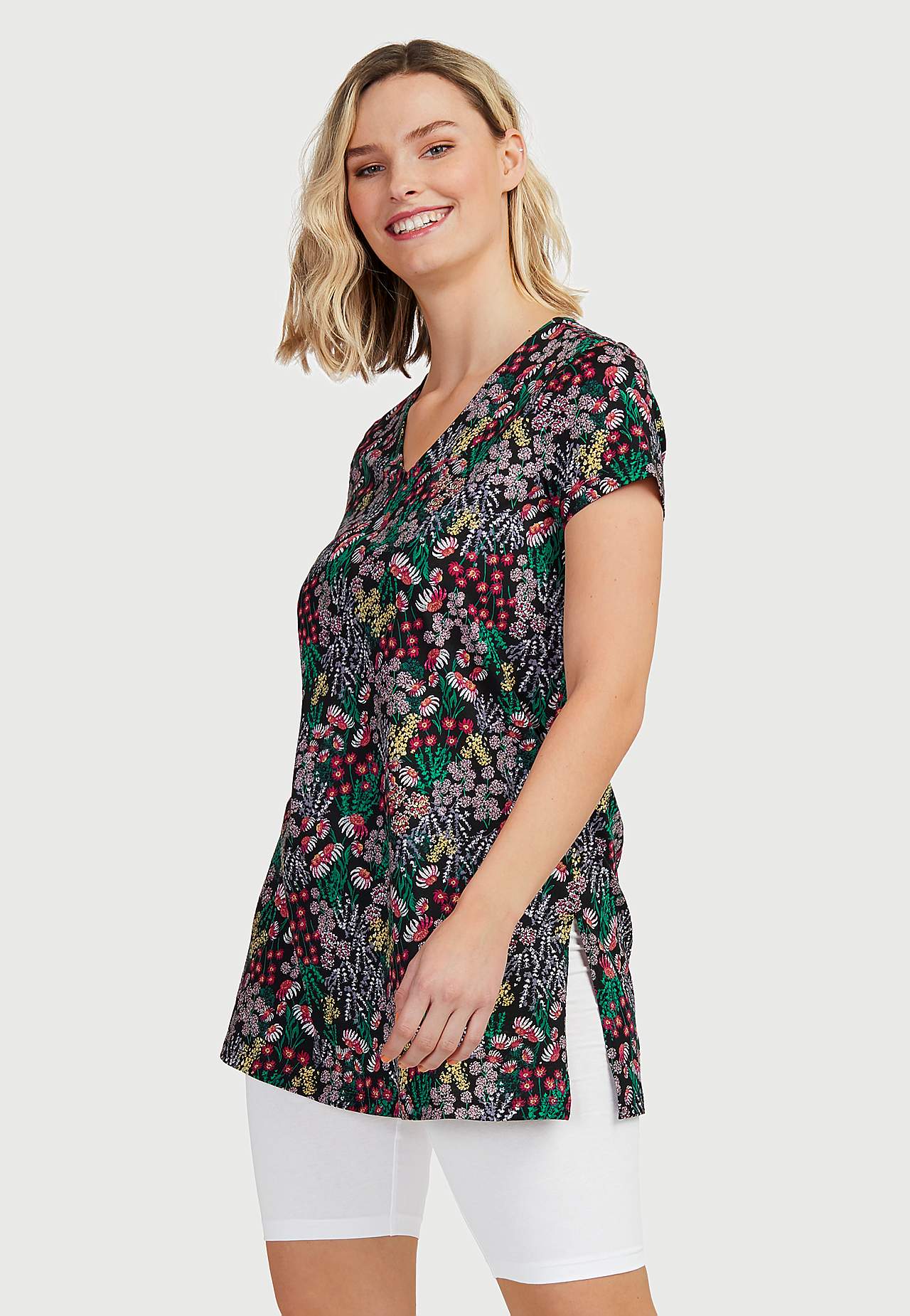Patroonvormige jersey tuniek met korte mouwen