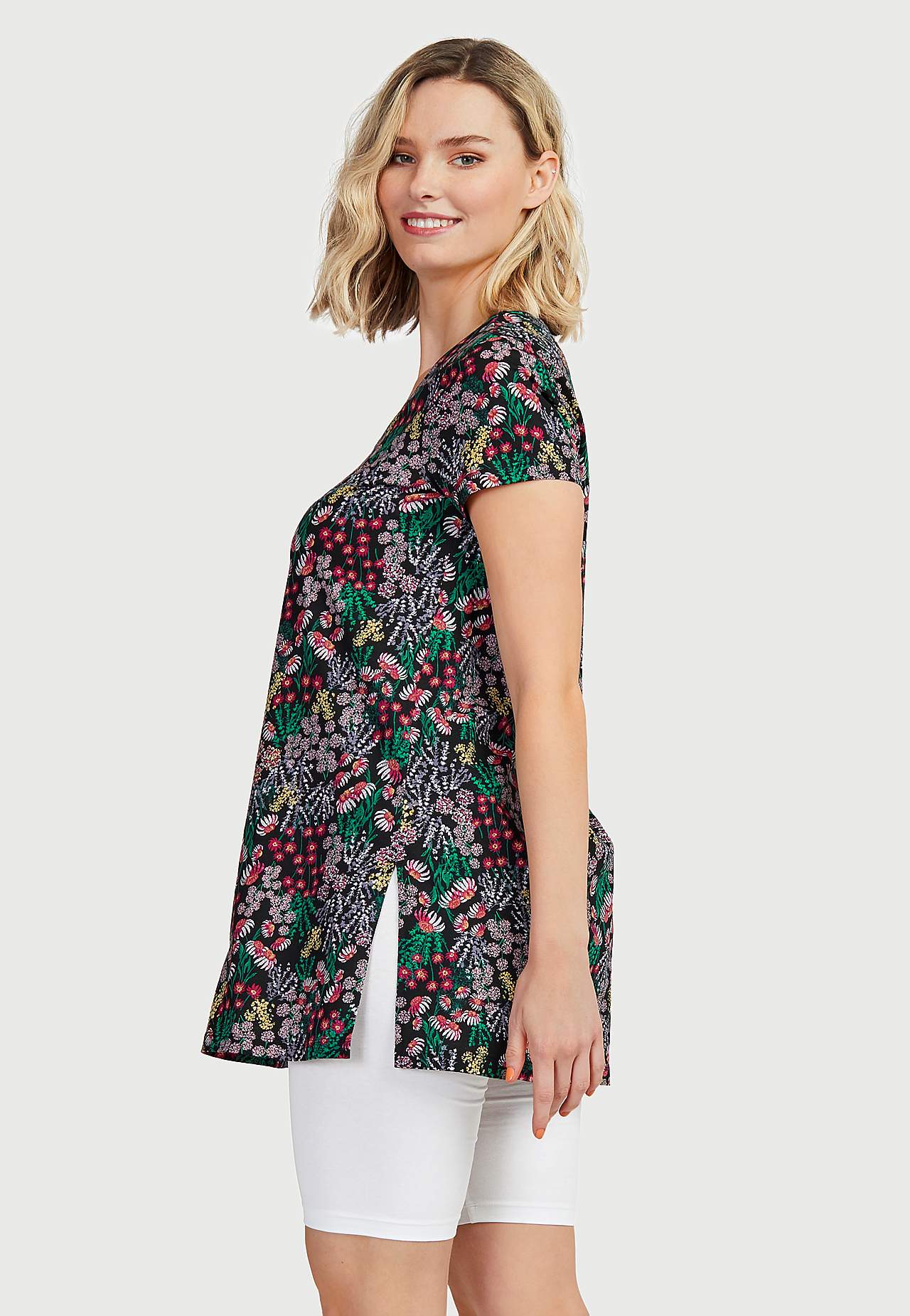 Patroonvormige jersey tuniek met korte mouwen