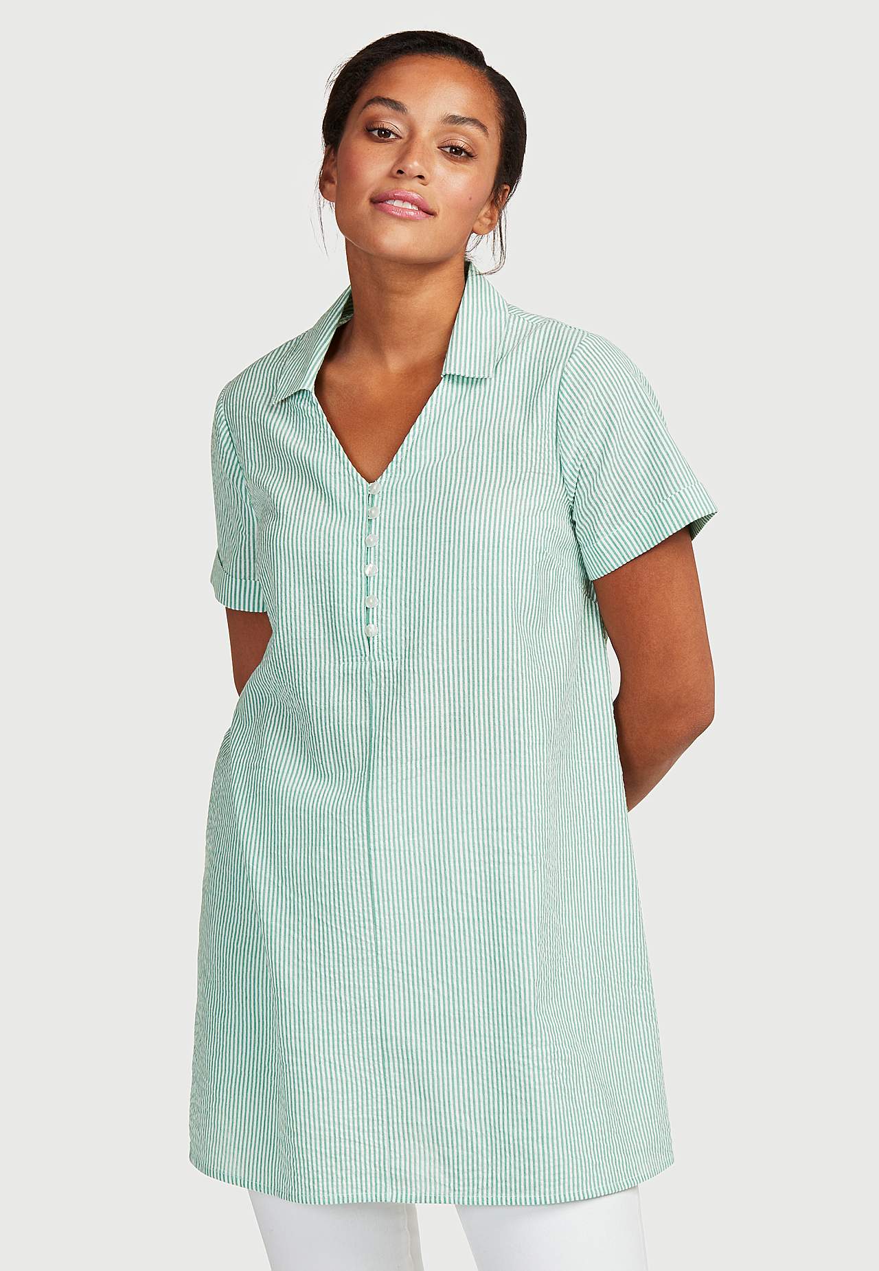 Gestreepte tuniek van seersucker