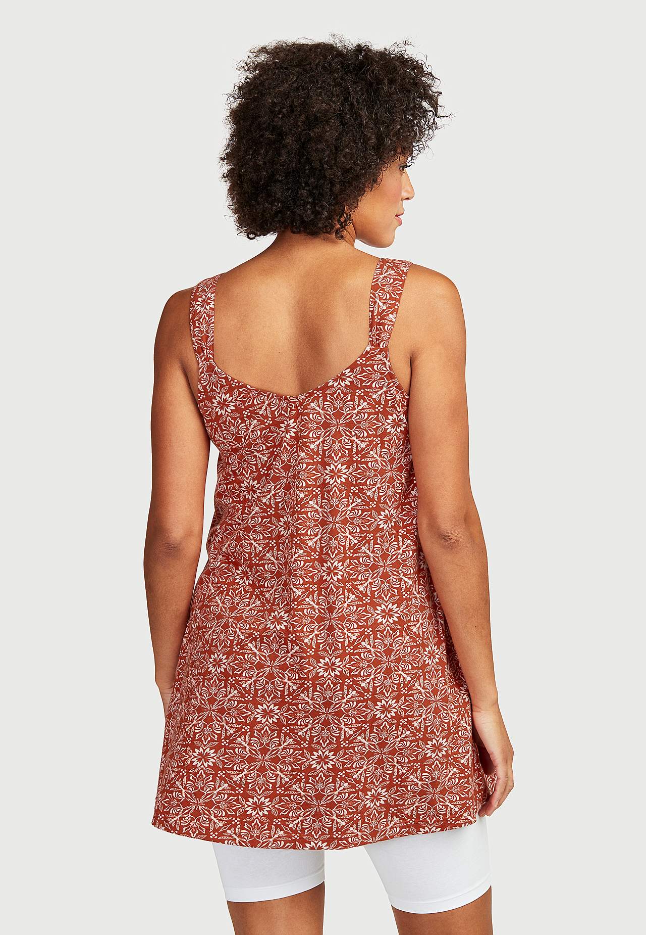 Patroonvormige jersey tuniek met schouderriem