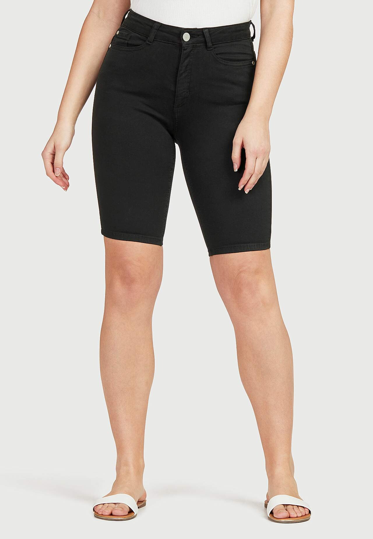 Elastische jeansshort met lang been Ella