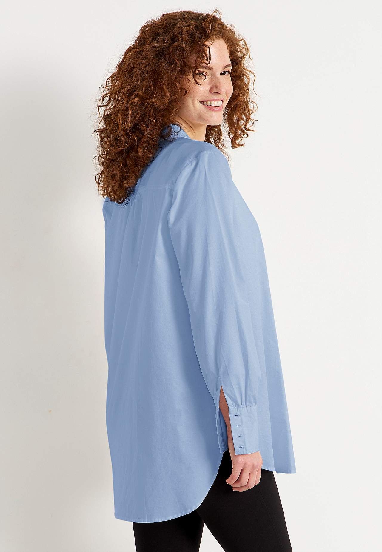Lang shirt van katoensatijn