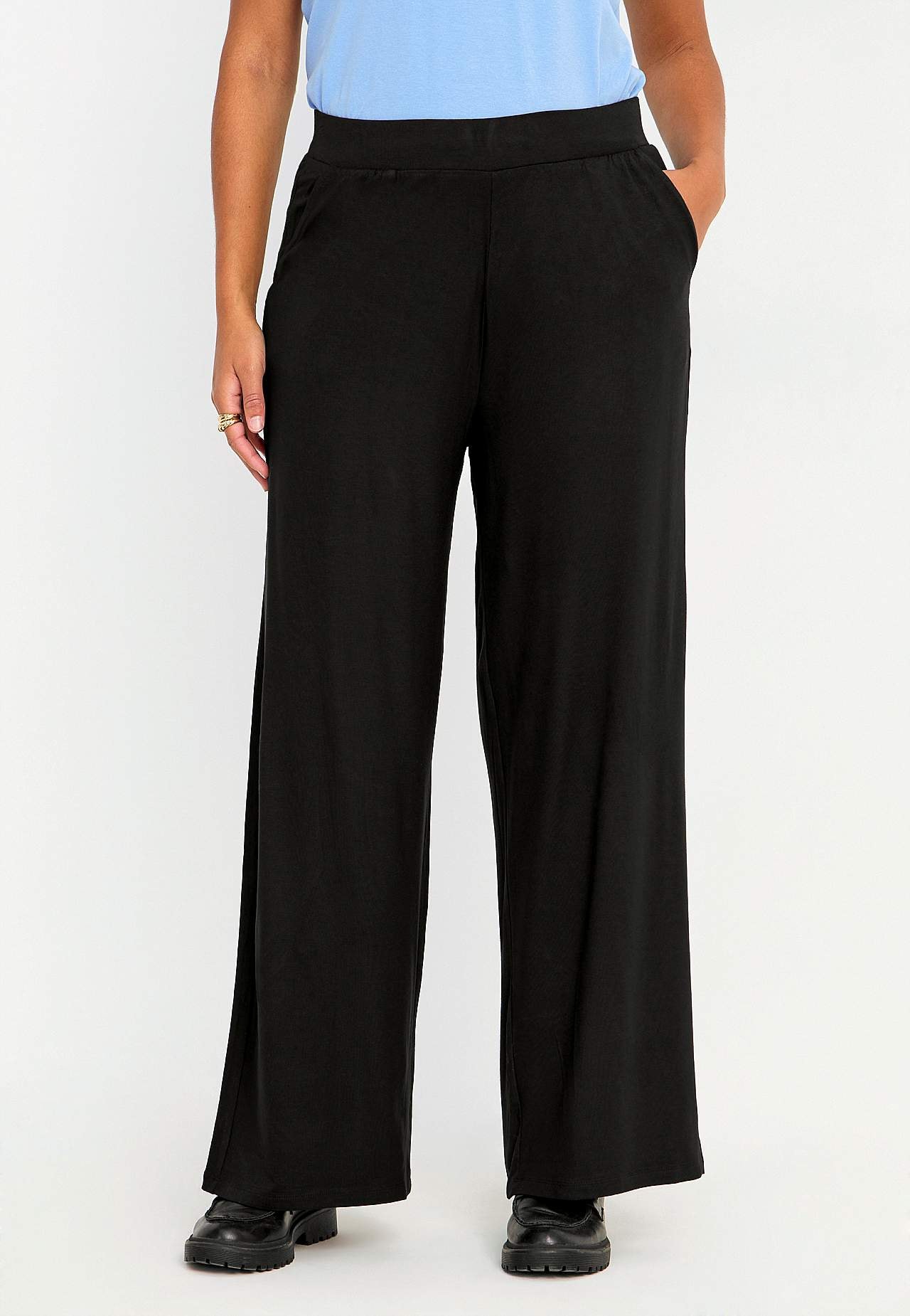 Wijde jersey broek