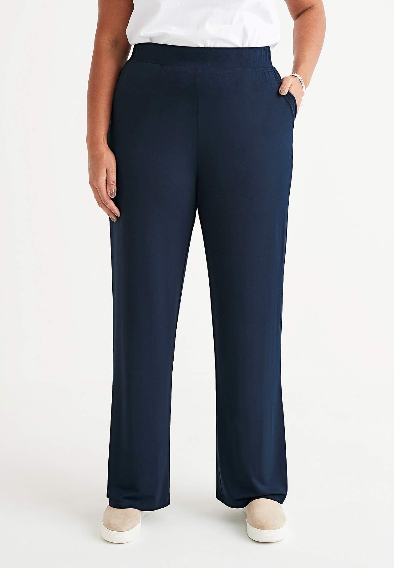 Wijde jersey broek