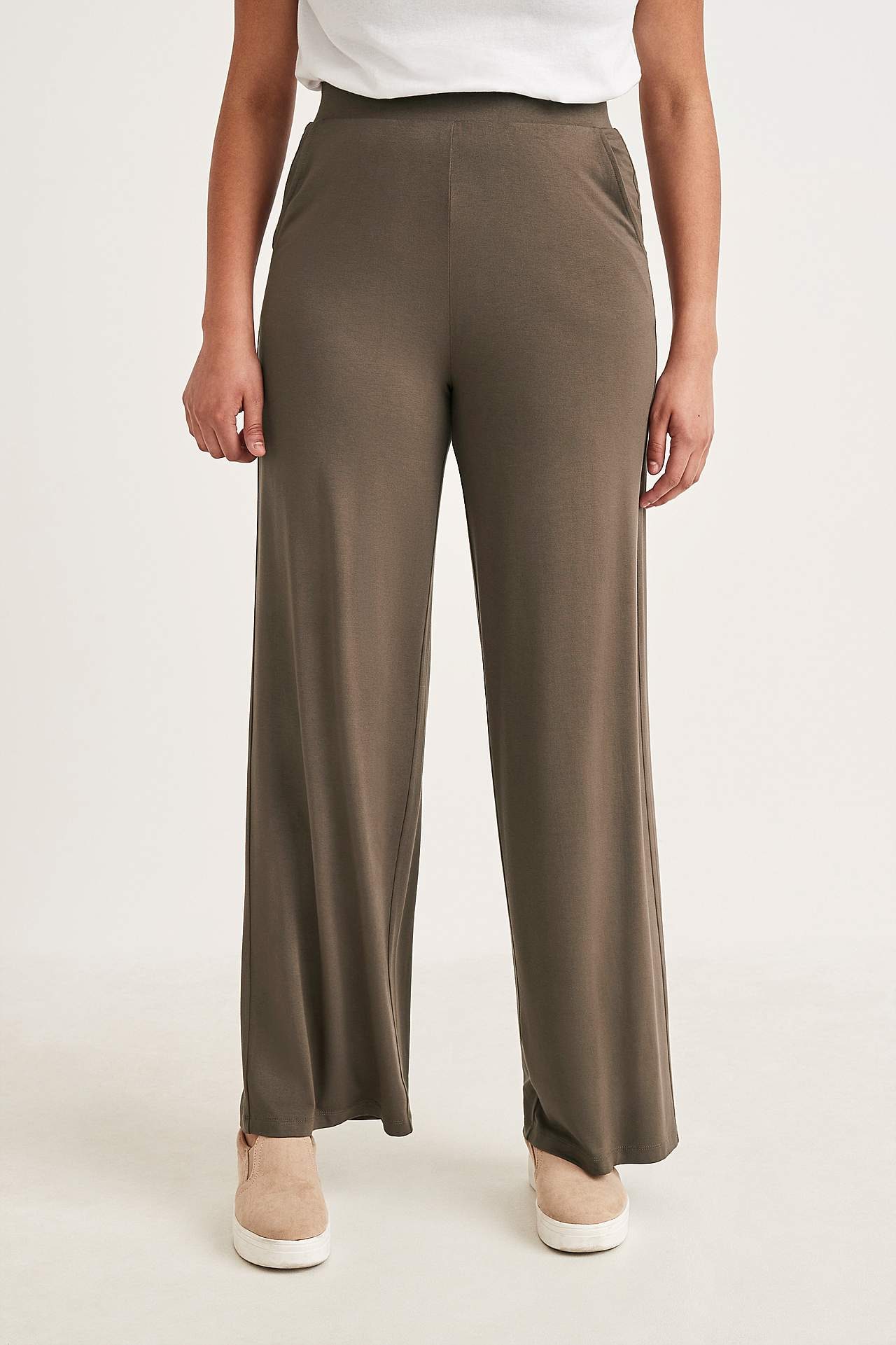 Wijde jersey broek