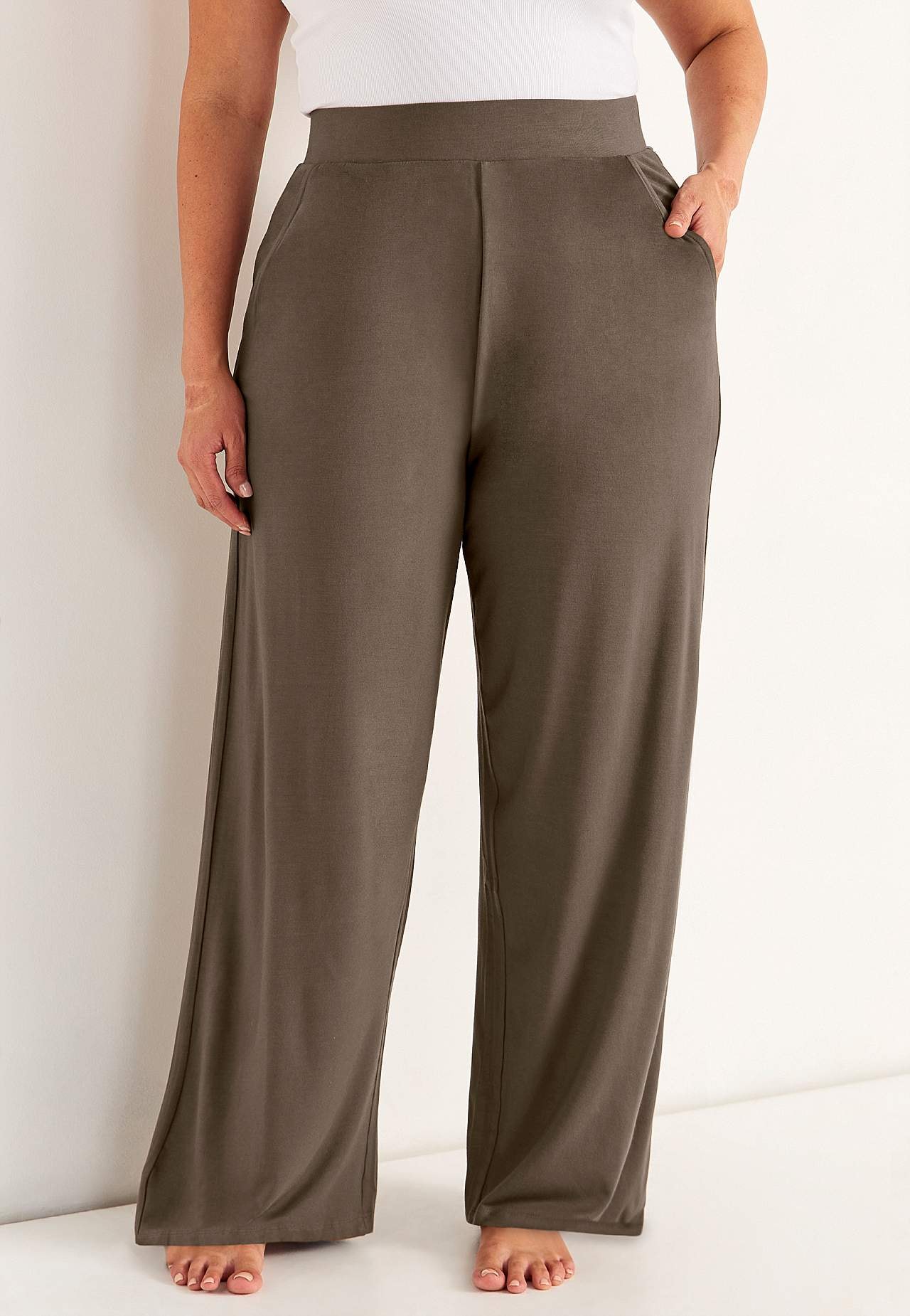 Wijde jersey broek