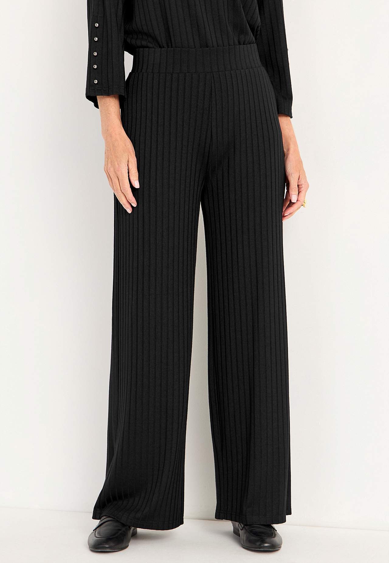 Broek van geribbeld tricot