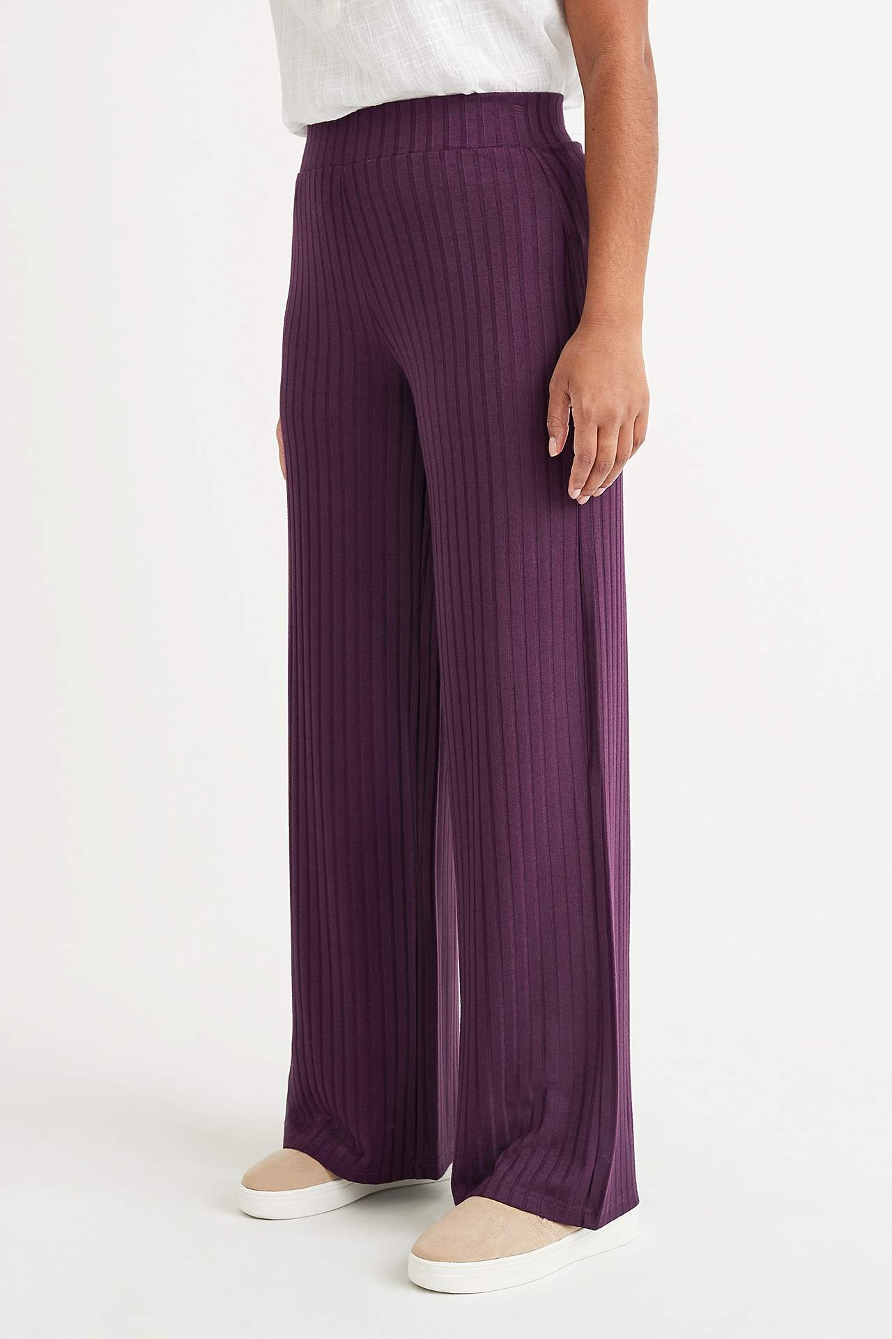 Broek van geribbeld tricot