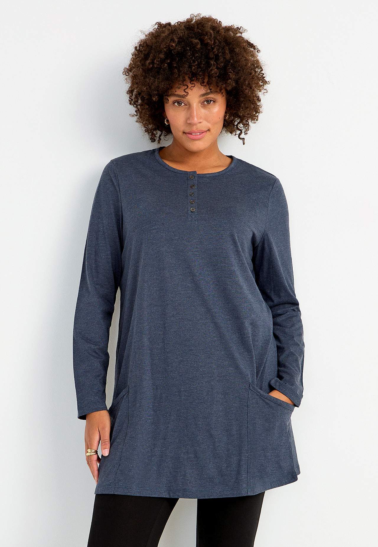 Jersey tuniek met lange mouwen met zakken Hilda