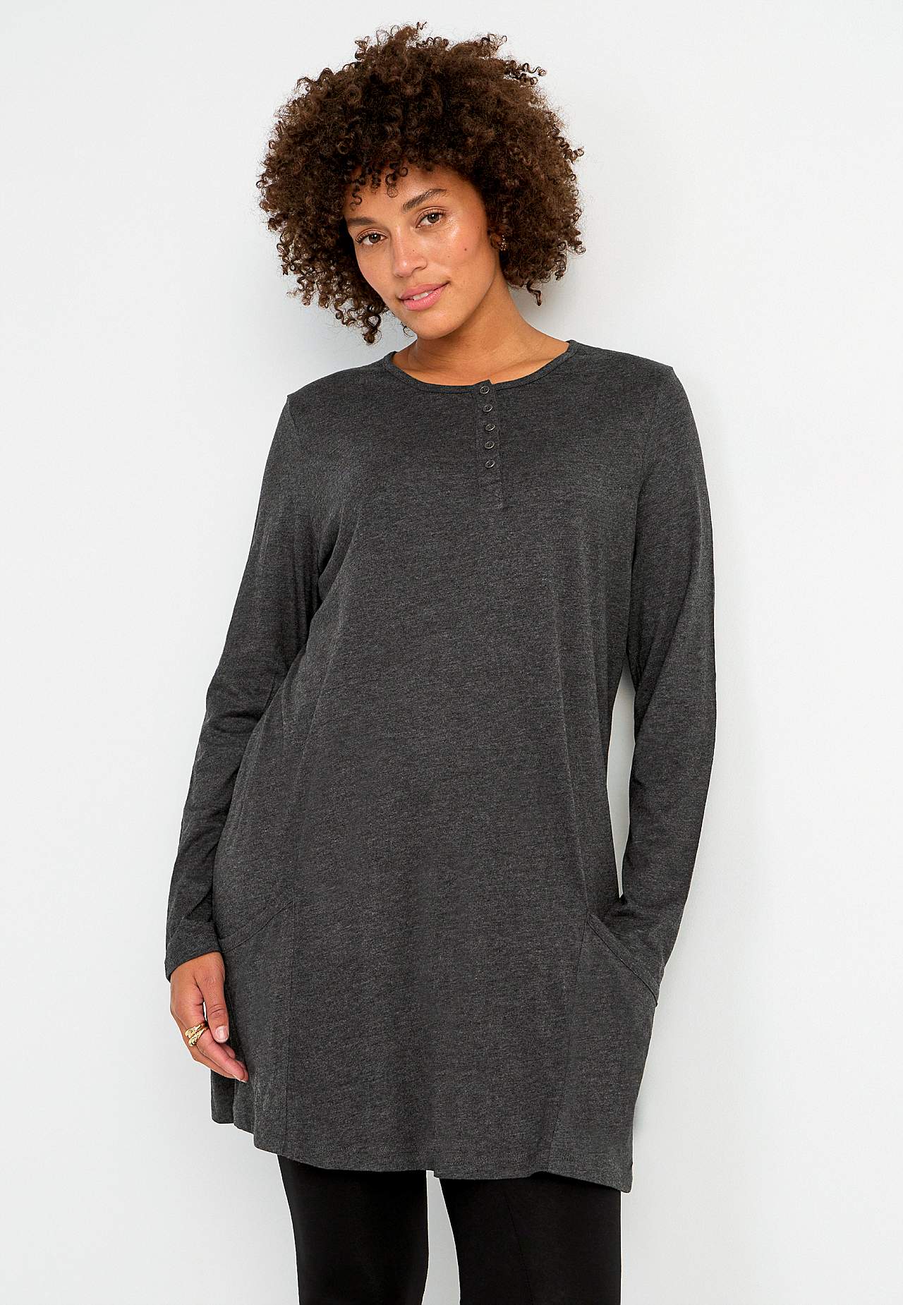 Jersey tuniek met lange mouwen met zakken Hilda