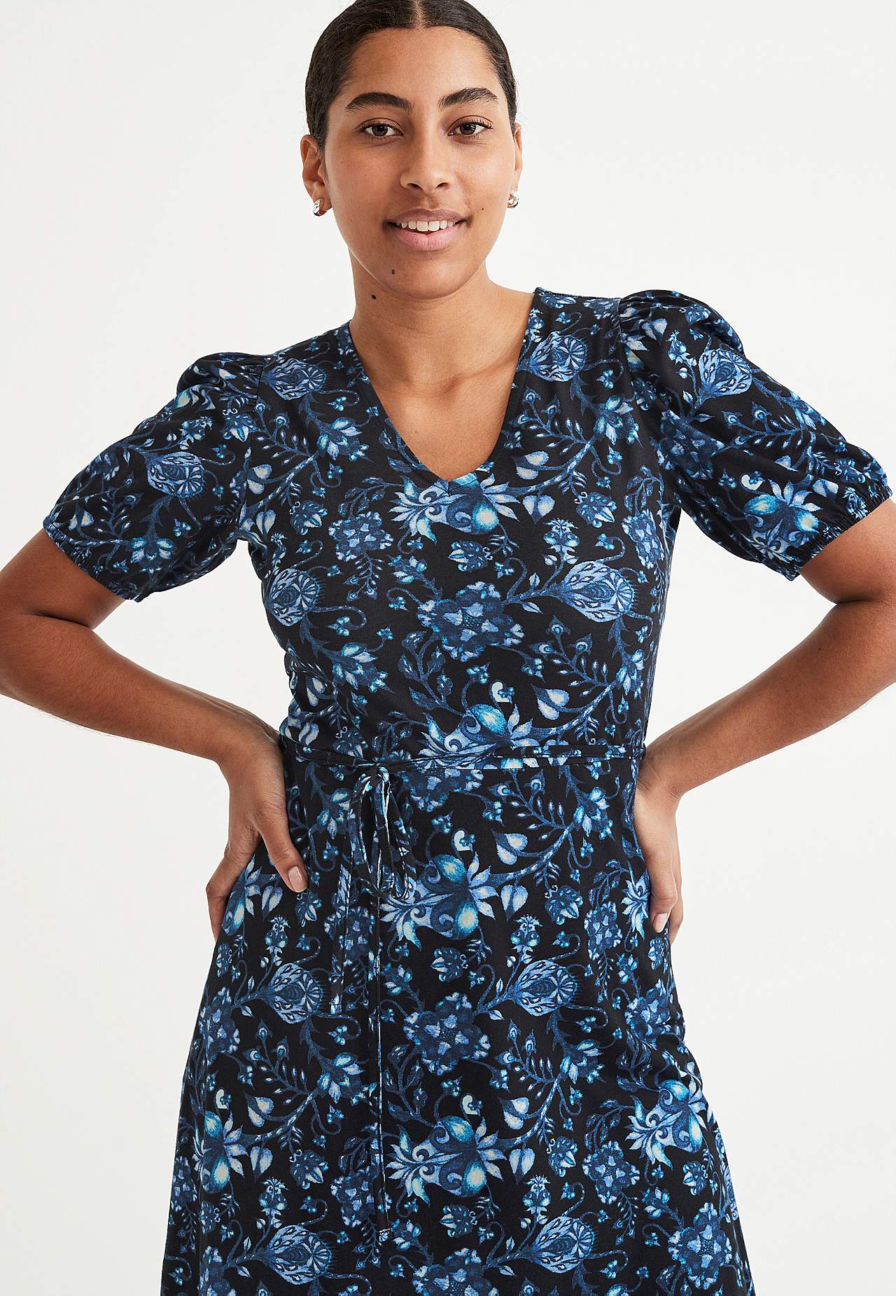 Patroonvormige en korte jerseyjurk