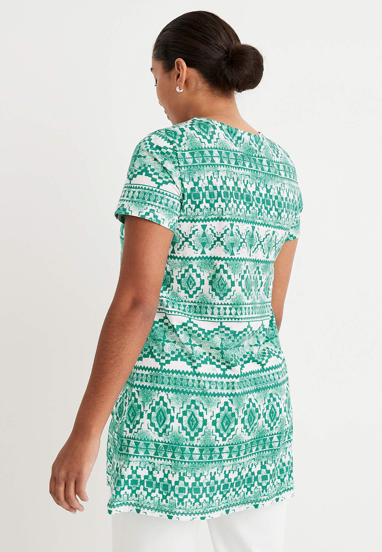 Patroonvormige jersey tuniek met korte mouwen Clara