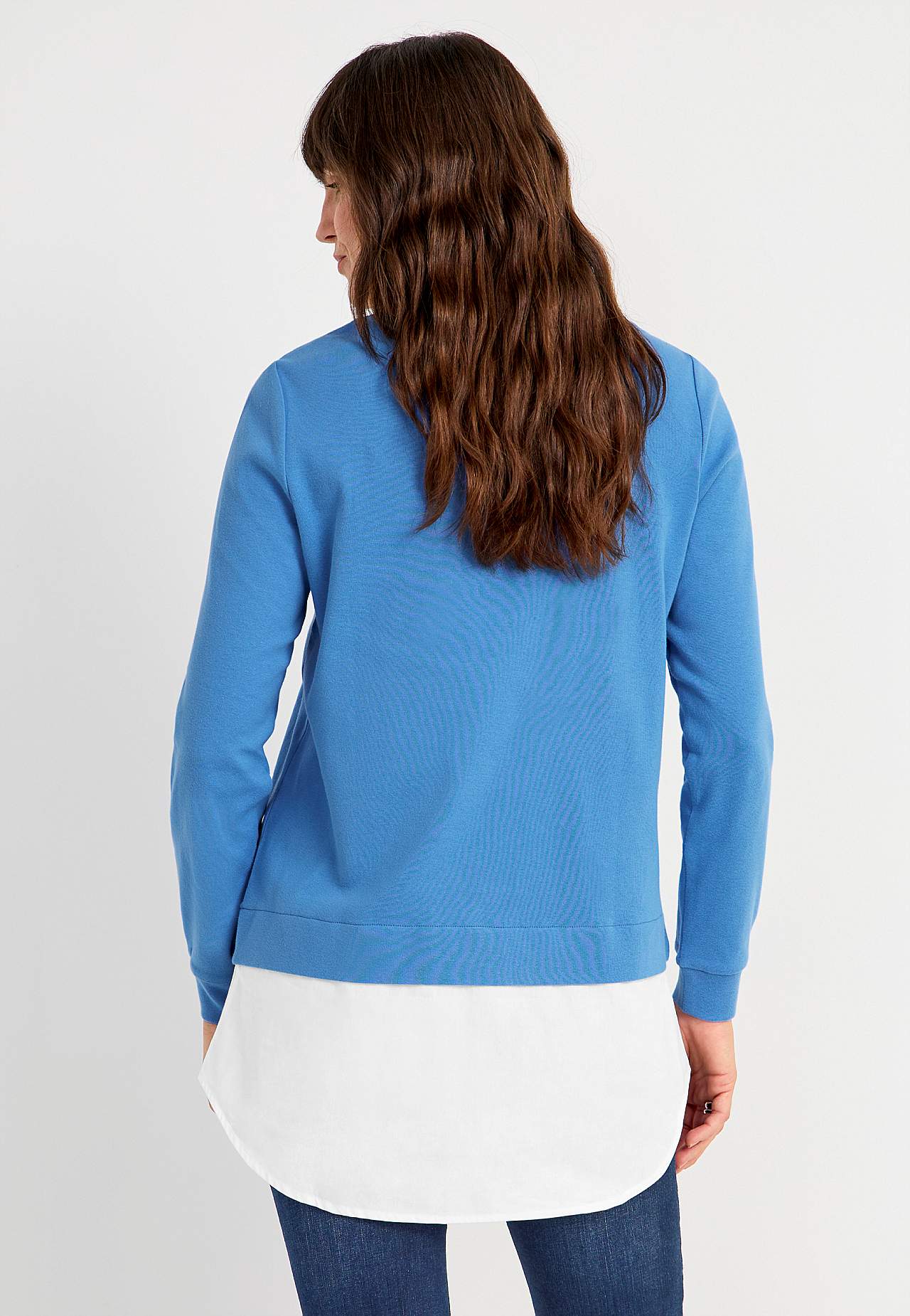 Jersey-topje met genaaide overhemdkraag