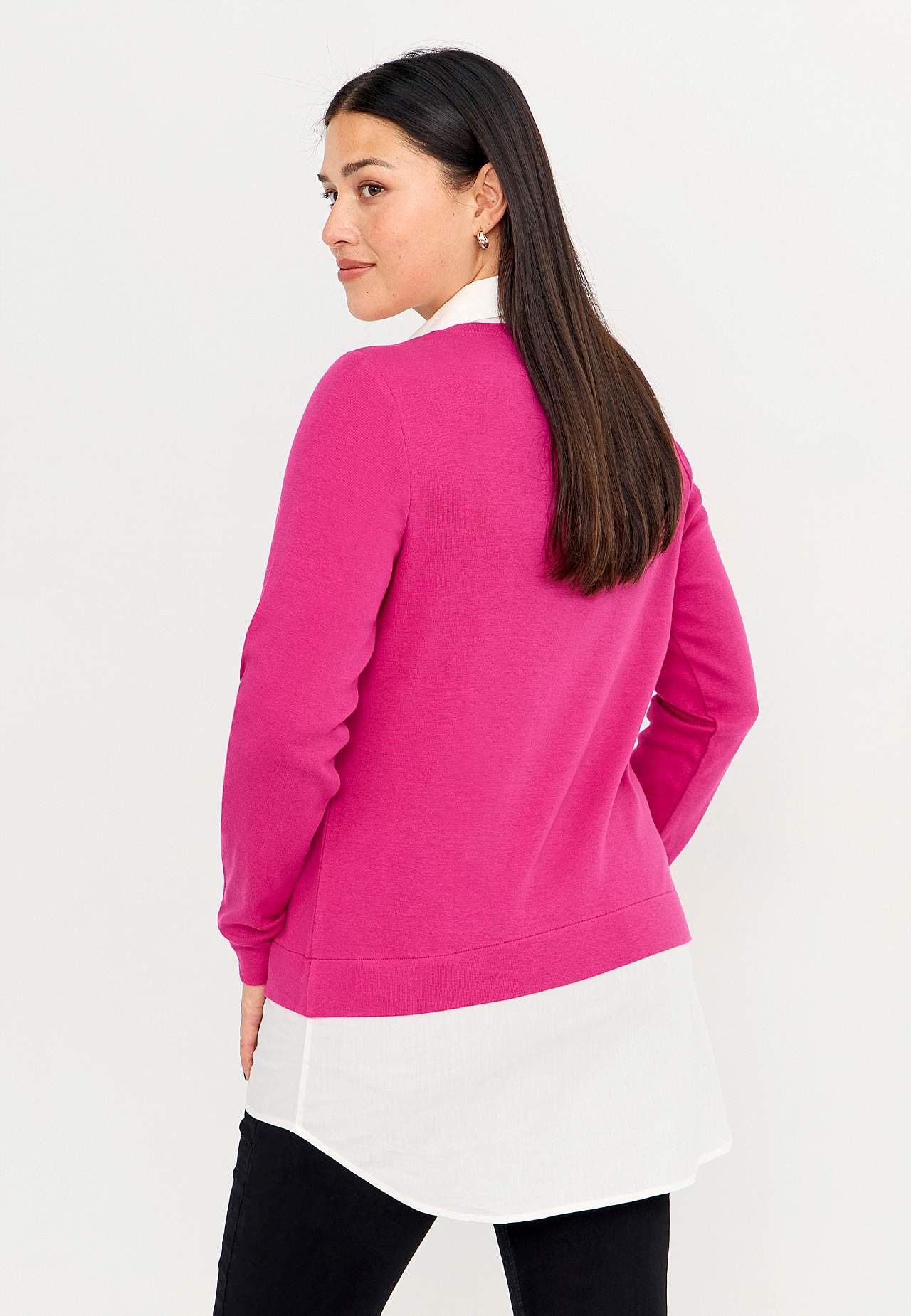Jersey-topje met genaaide overhemdkraag