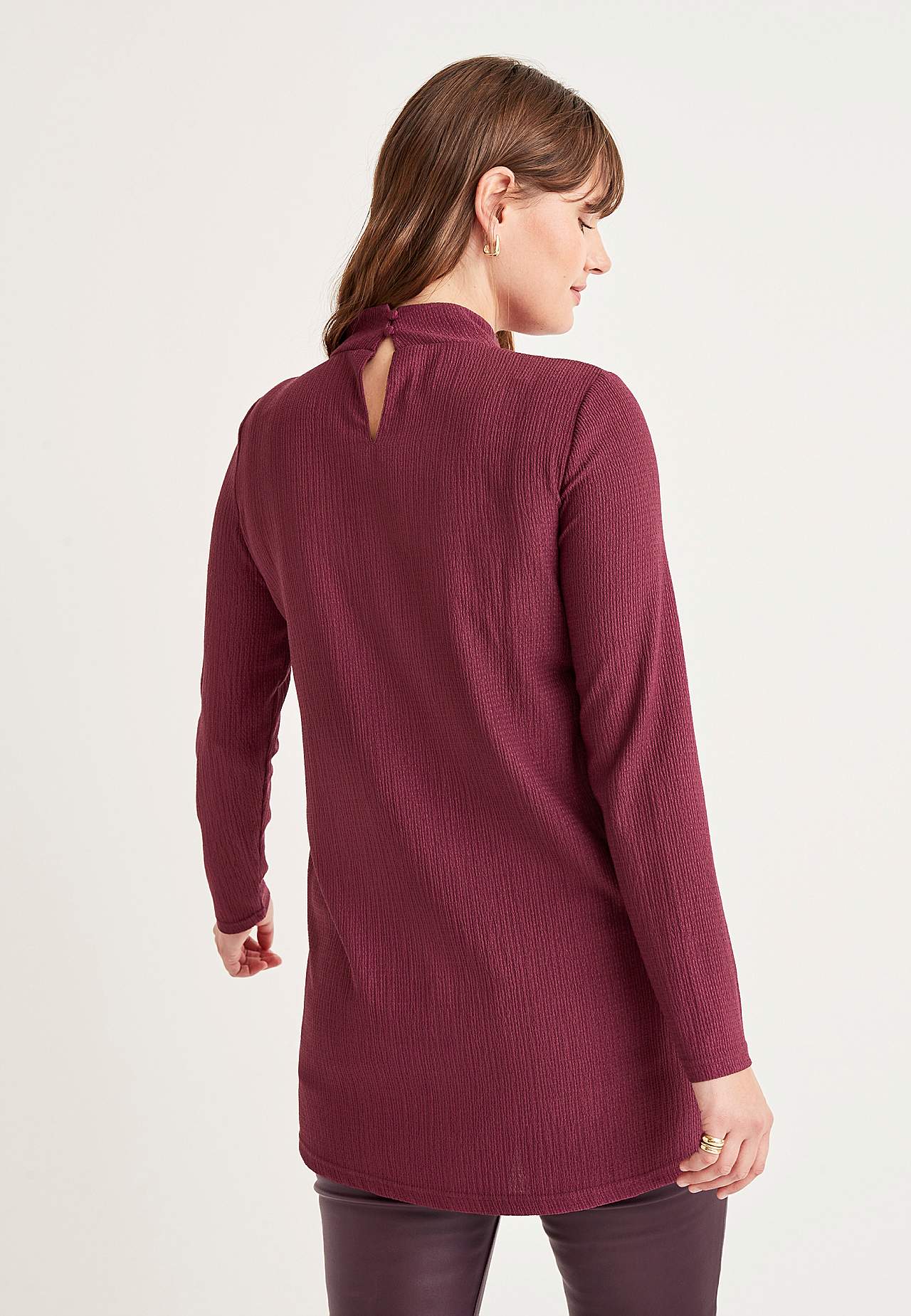 Jersey tuniek met halve col en lange mouwen