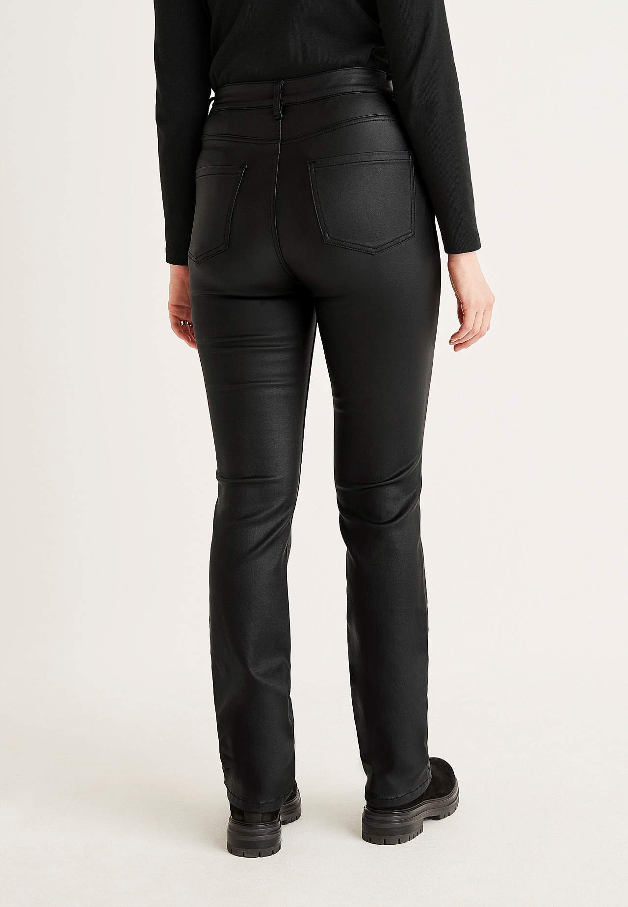 Gecoate broek met rechte benen