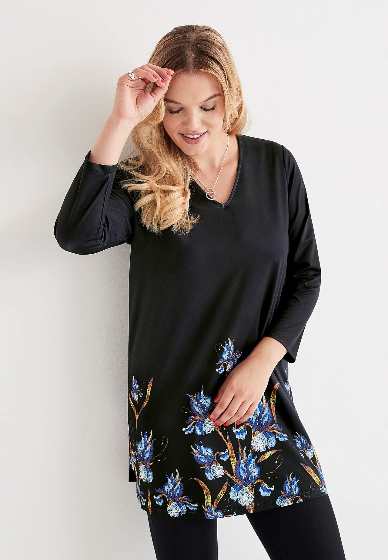 Jersey tuniek met kantpatroon Nelly