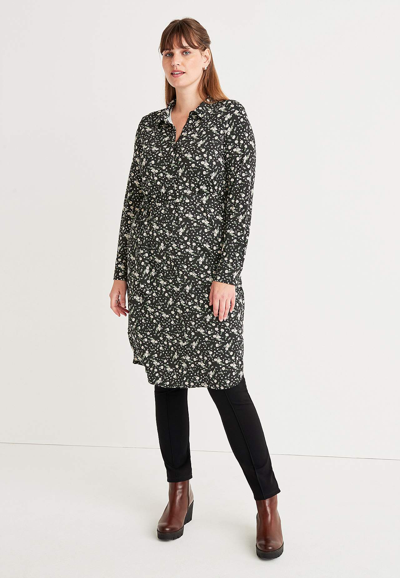 Patroonvormige overhemdjurk