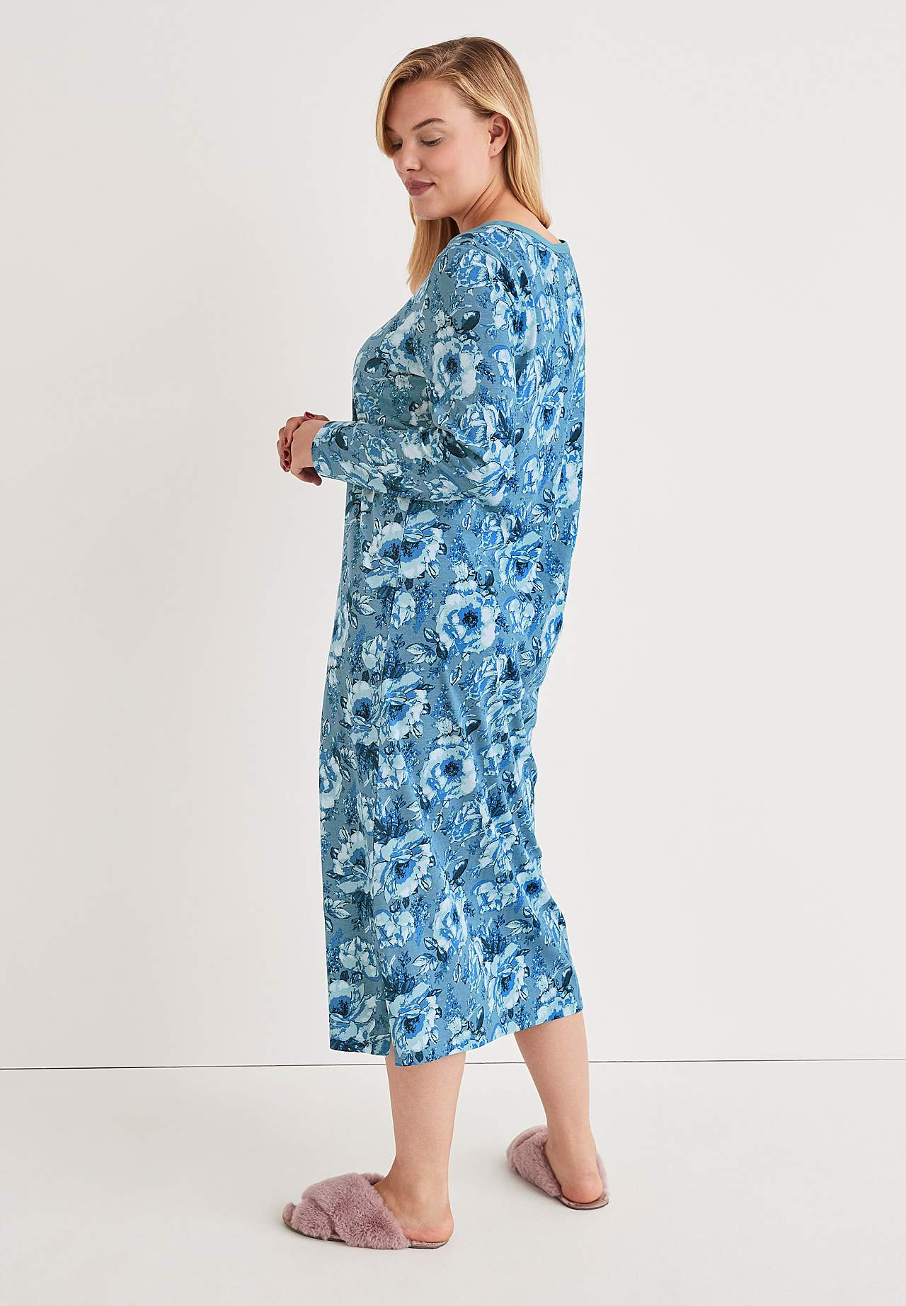 Nachtjapon met een bloemenpatroon Greta