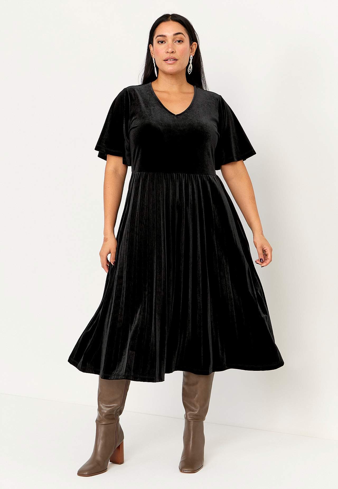 Geplisseerde velvet jurk