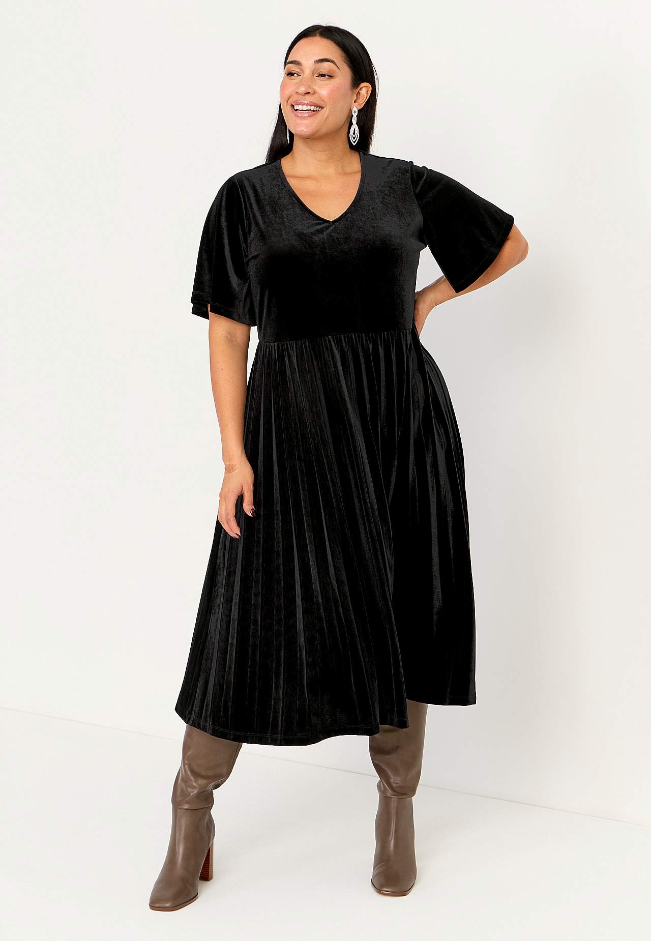 Geplisseerde velvet jurk