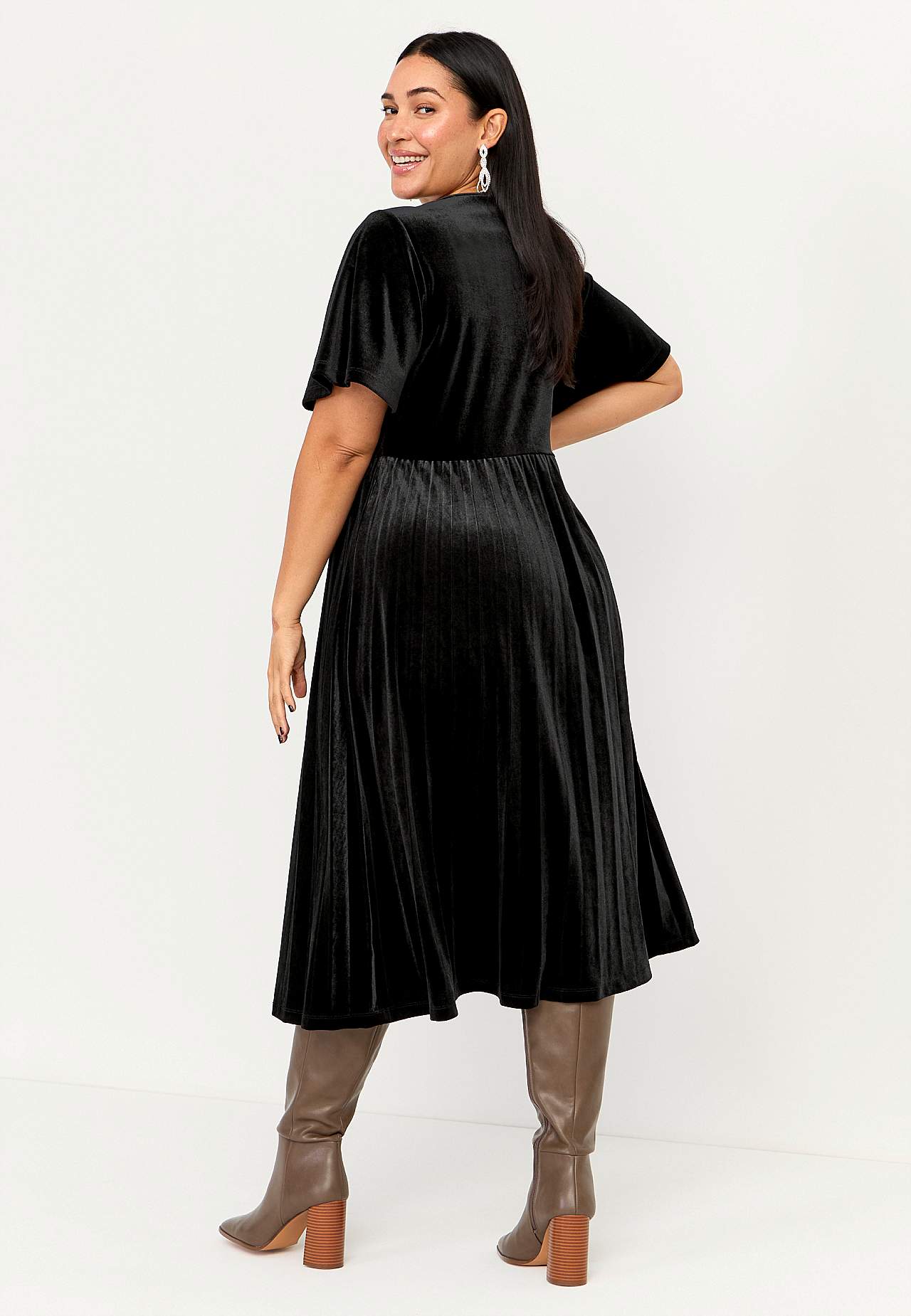 Geplisseerde velvet jurk