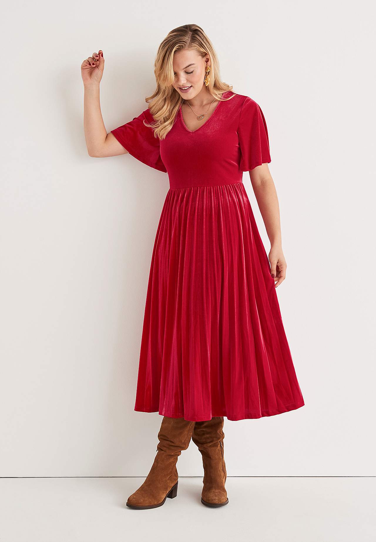 Geplisseerde velvet jurk