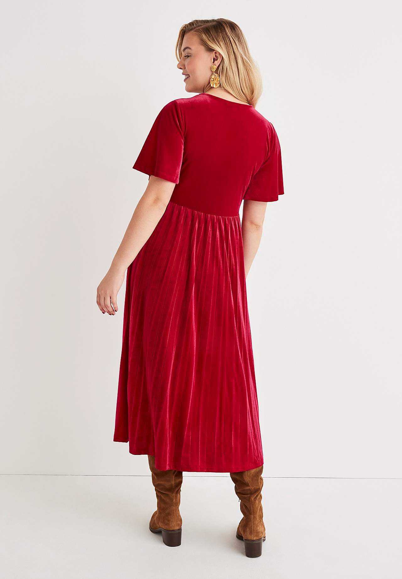 Geplisseerde velvet jurk