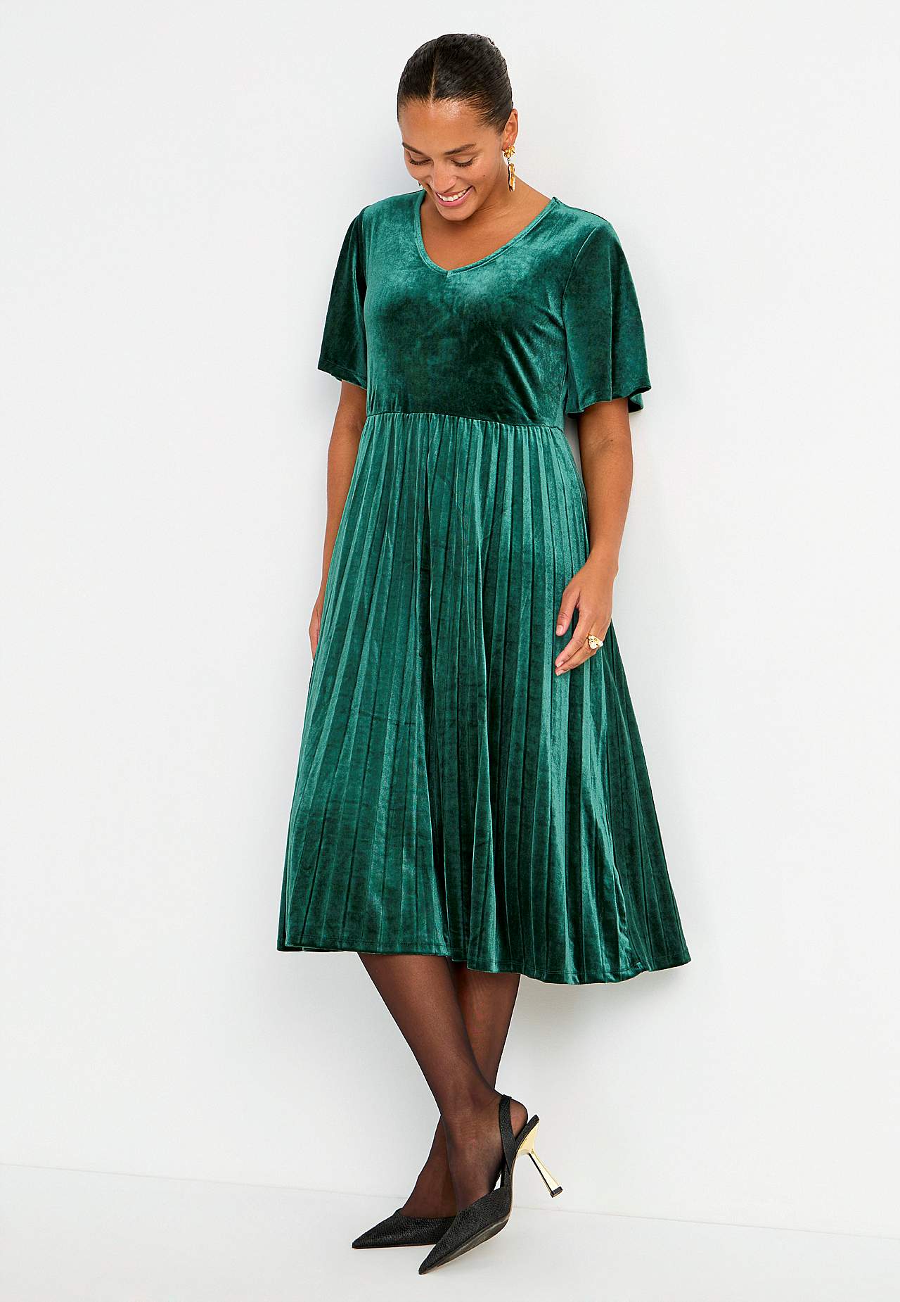 Geplisseerde velvet jurk